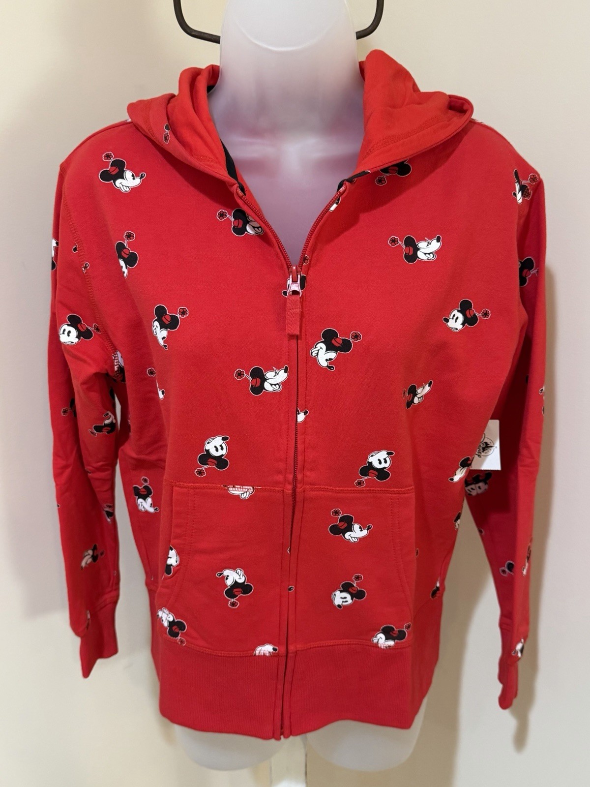 NEW DISNEY MINNIE MOUSE “RED DAISY HAT THEME” HOODIE JACKET IN A SIZE XS
