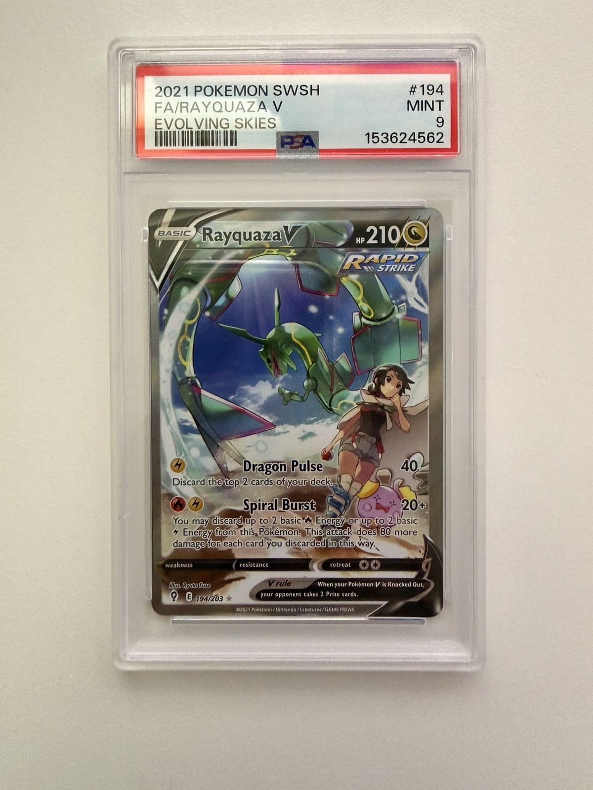 2021 POKEMON SWORD & SHIELD EVOLVING SKIES #194 FULL ART/RAYQUAZA V PSA 9 2021 POKEMON SWORD & SHIELD EVOLVING SKIES #194 FULL ART/RAYQUAZA V PSA 9