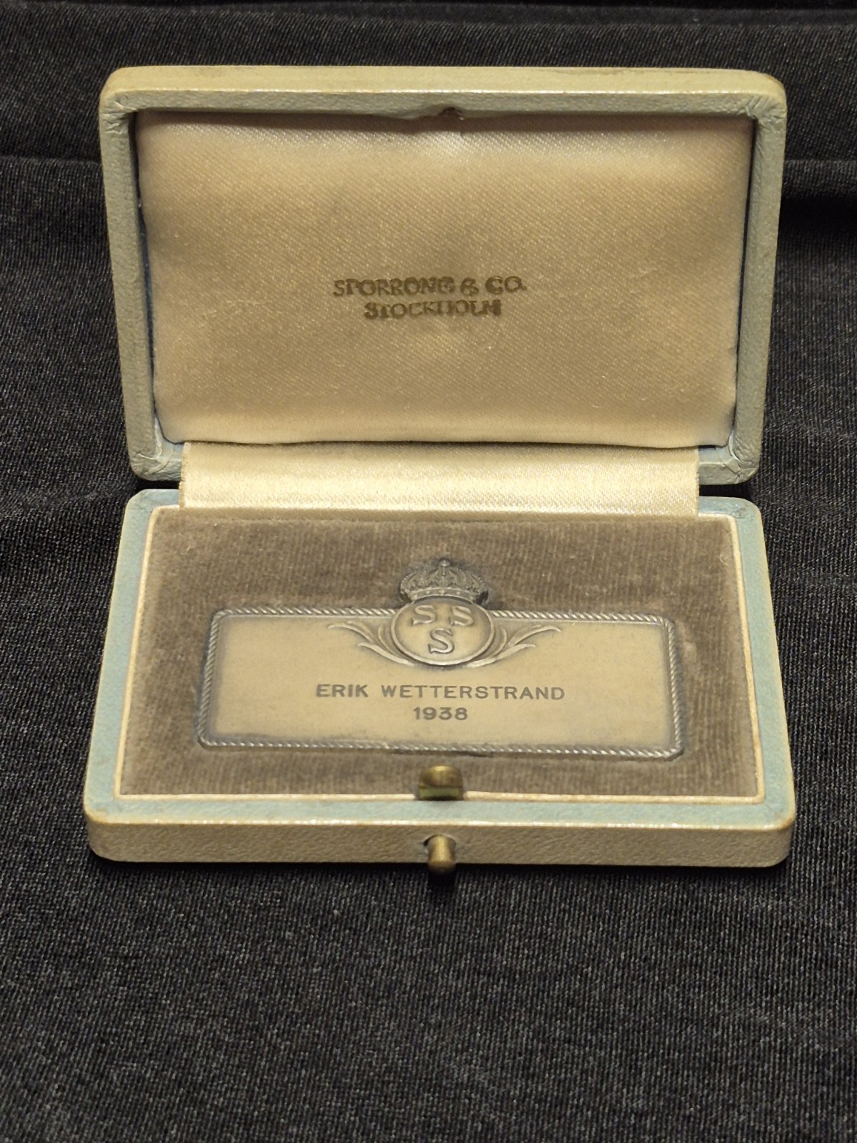 1937 Sporrong Sweden Silver Presentation Plaque Erik Wetterstrand Boxed