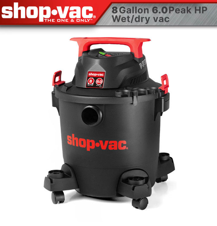 Shop-Vac 8 Gallon Wet/Dry Vacuum, 6.0 Peak HP, Stainless Steel Tank Shop-Vac 8 Gallon Wet/Dry Vacuum, 6.0 Peak HP, Stainless Steel Tank