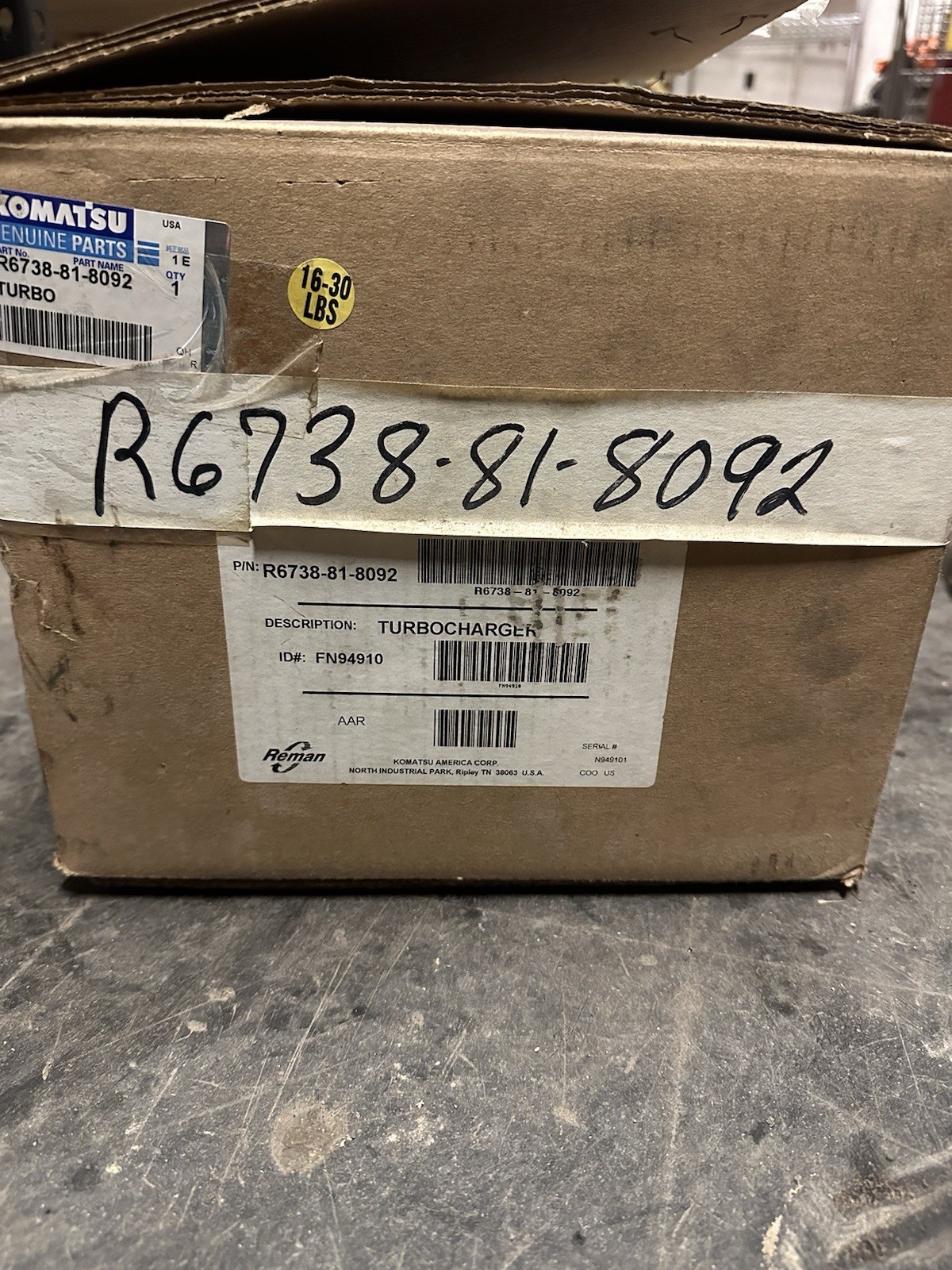 NEW REMAN Komatsu PC228USLC-3 Turbo Charger R6738-81-8092 NEW REMAN Komatsu PC228USLC-3 Turbo Charger R6738-81-8092