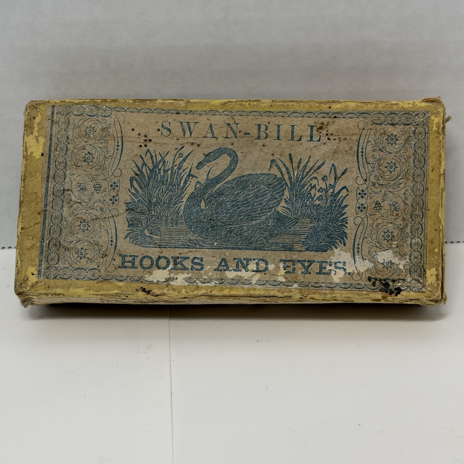 Antique Victorian Swan-Bill General Store Sewing Hooks Eyes Cardboard Box 1890s Antique Victorian Swan-Bill General Store Sewing Hooks Eyes Cardboard Box 1890s
