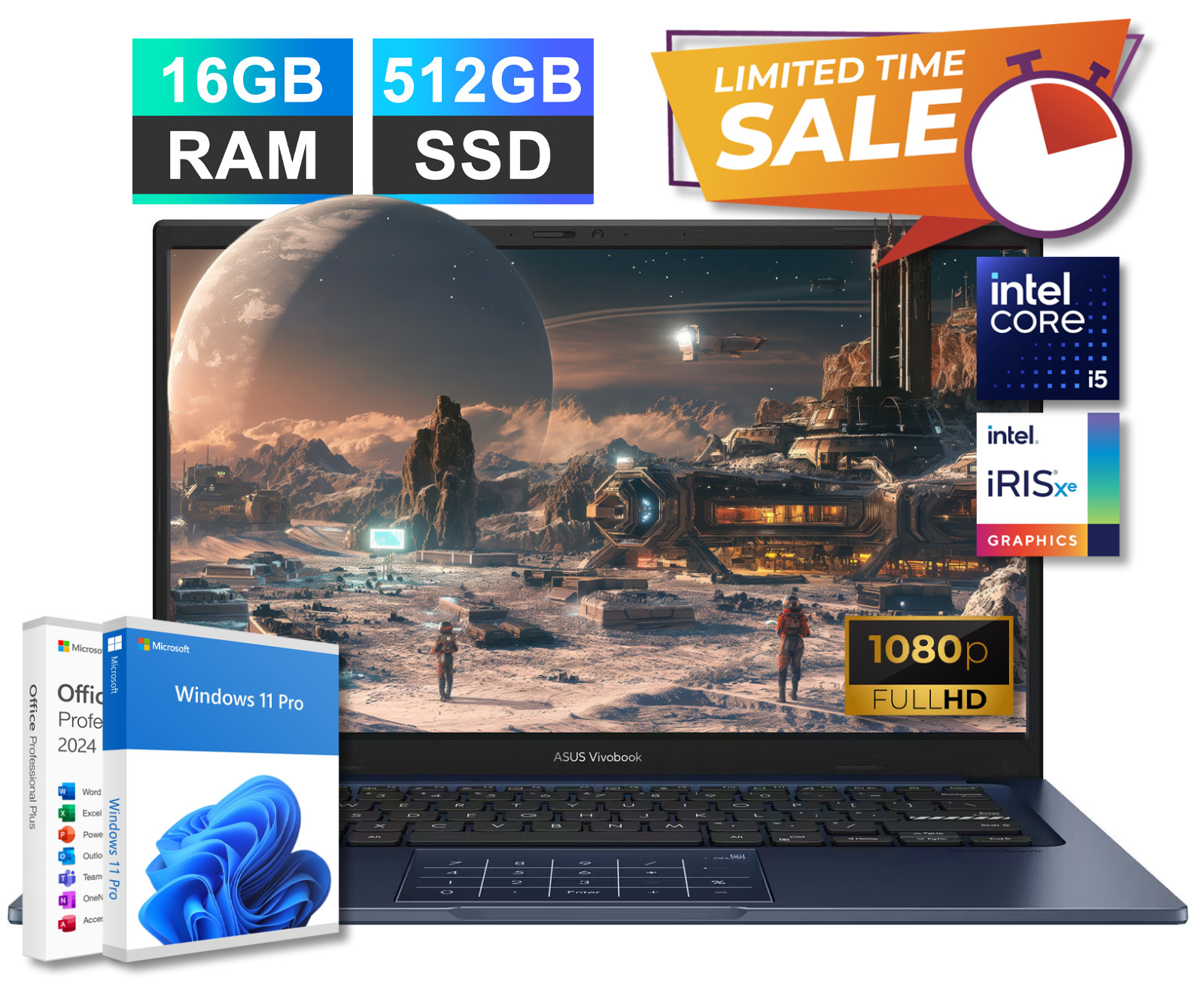 2026 ASUS Vivobook 14 FHD Laptop 13th Intel i5, 16GB RAM 512GB SSD, Pro Office 2026 ASUS Vivobook 14 FHD Laptop 13th Intel i5, 16GB RAM 512GB SSD, Pro Office