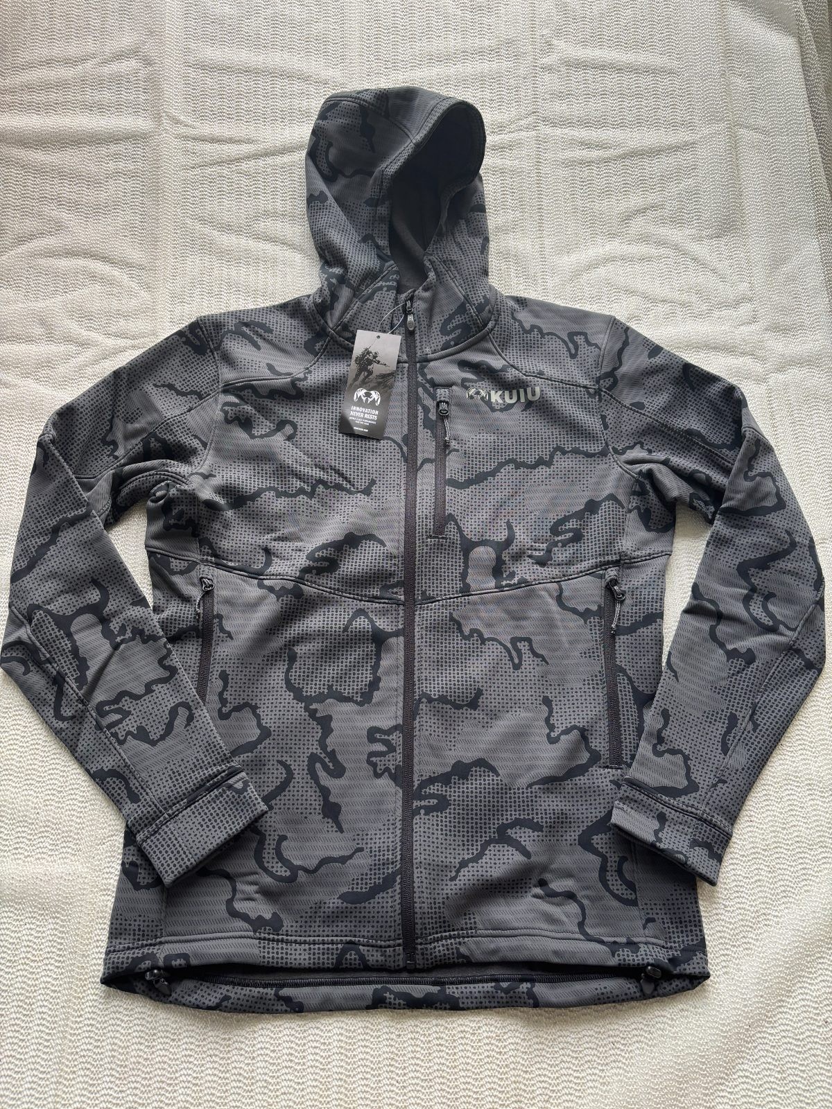 KUIU Ridgepoint Fleece Hoodie Mens M Black Tonal Camo Full Zip Hunting Jacket NW KUIU Ridgepoint Fleece Hoodie Mens M Black Tonal Camo Full Zip Hunting Jacket NW