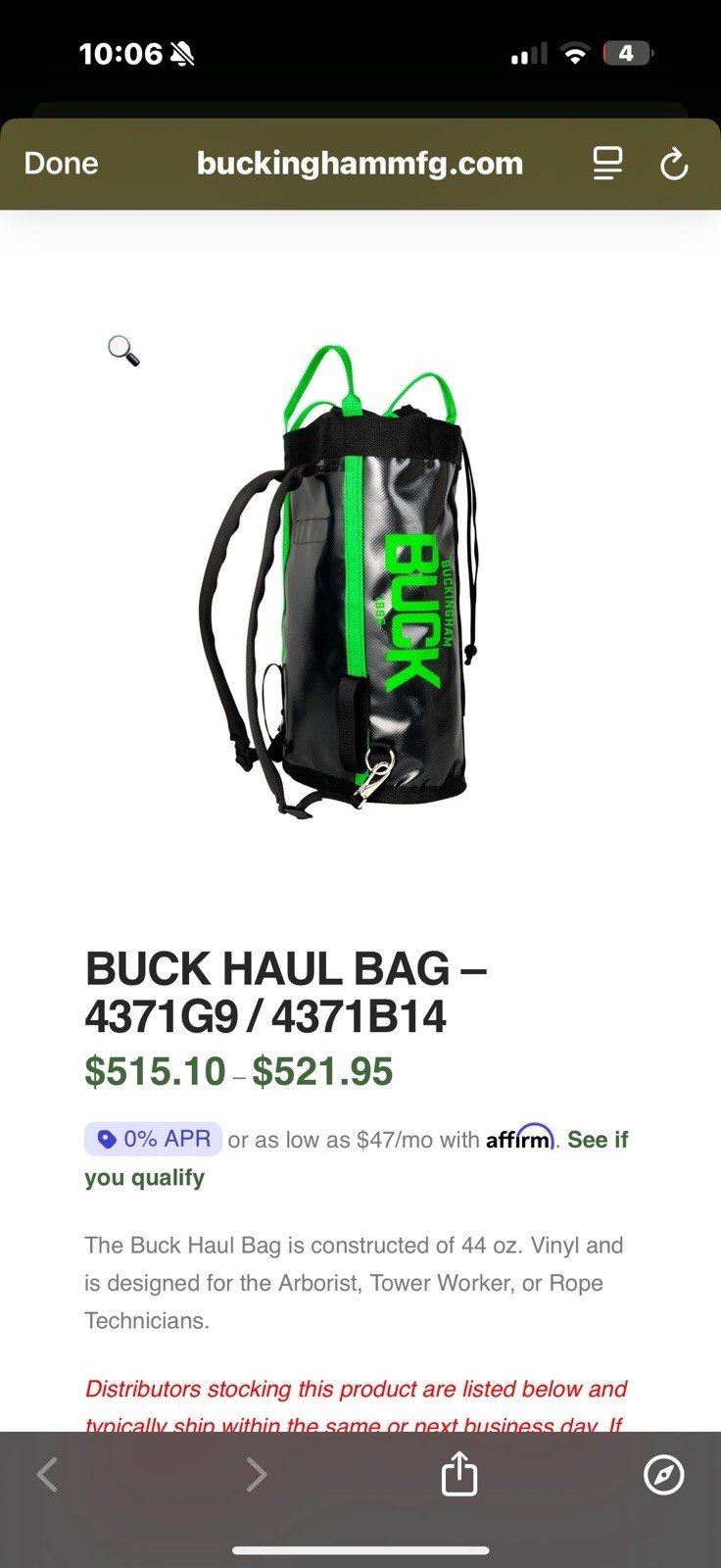 Buckingham MFG Buck XL Haul Bag Backpack 4371B14 Made in USA Buckingham MFG Buck XL Haul Bag Backpack 4371B14 Made in USA