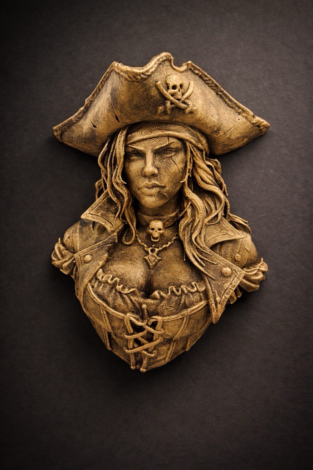 Pirate Queen Wall Sculpture Female Captain Bust Nautical Gothic Decor Art 9” Pirate Queen Wall Sculpture Female Captain Bust Nautical Gothic Decor Art 9”