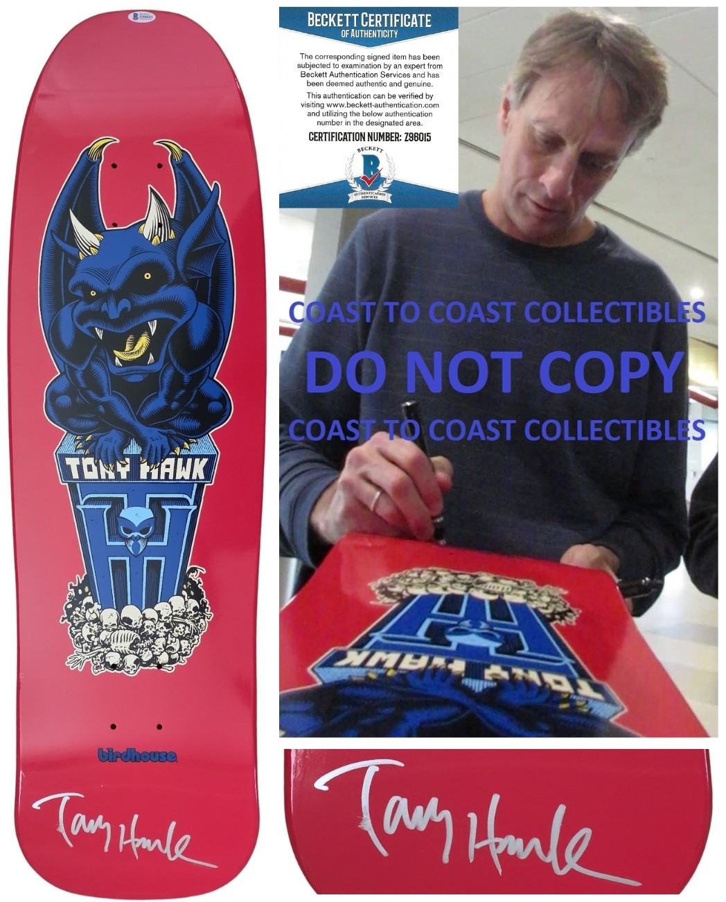Tony Hawk Signed Birdhouse Skateboard Deck Exact Proof Beckett COA Autographed