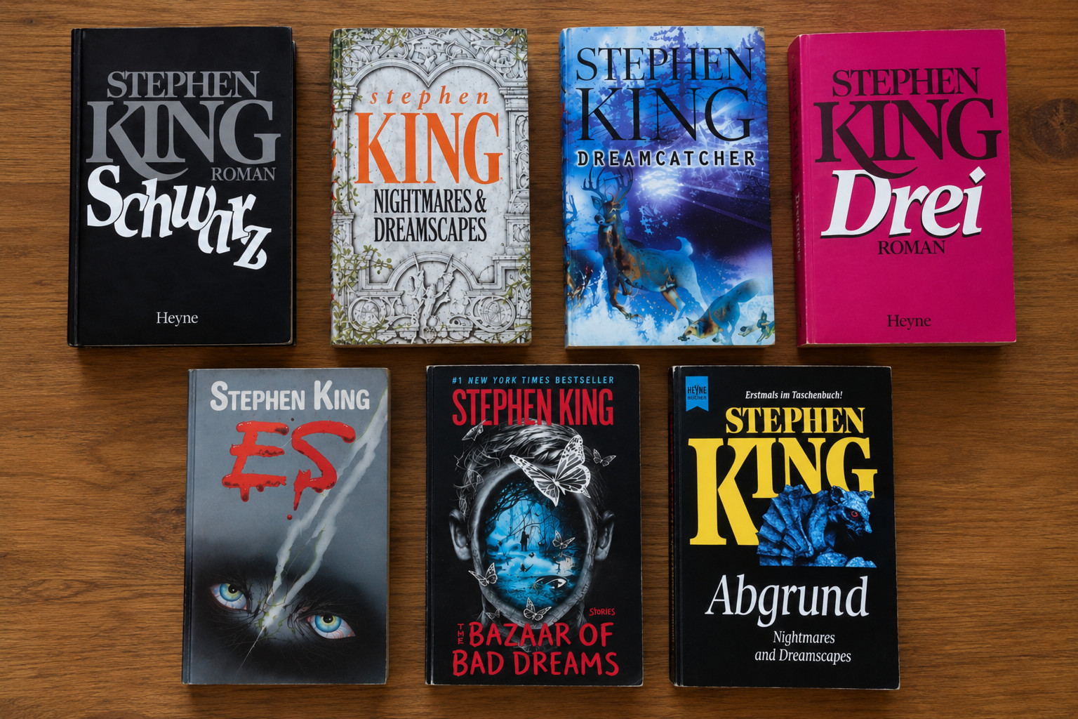 7x Stephen King Sammlung Schwarz Drei ES Dreamcatcher Abgrund Bazaar  Beschreibu