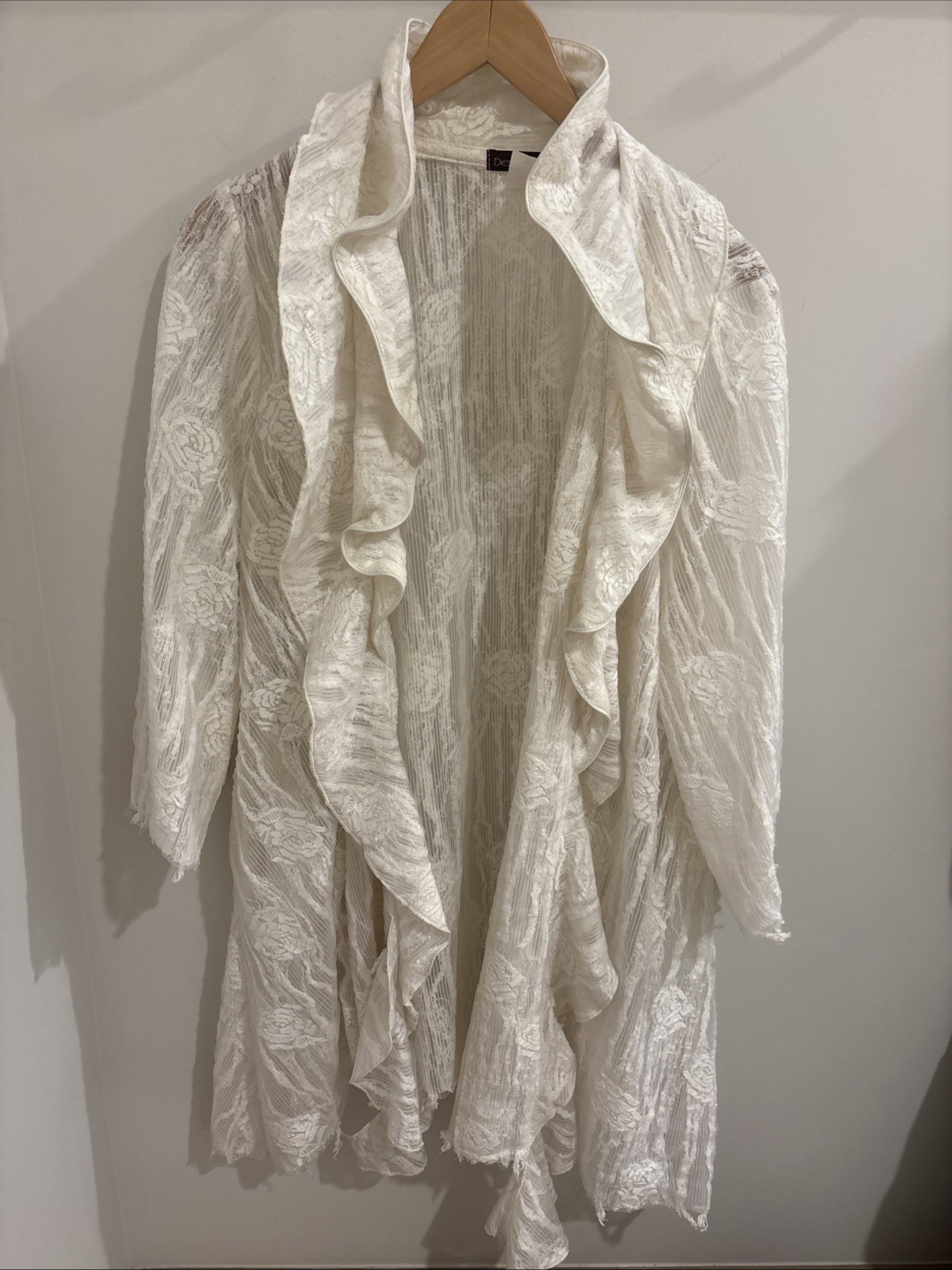 Design Today’s Women’s Off White Rose Pattern Lacey Open Cardigan W/ Pockets XL Design Today’s Women’s Off White Rose Pattern Lacey Open Cardigan W/ Pockets XL