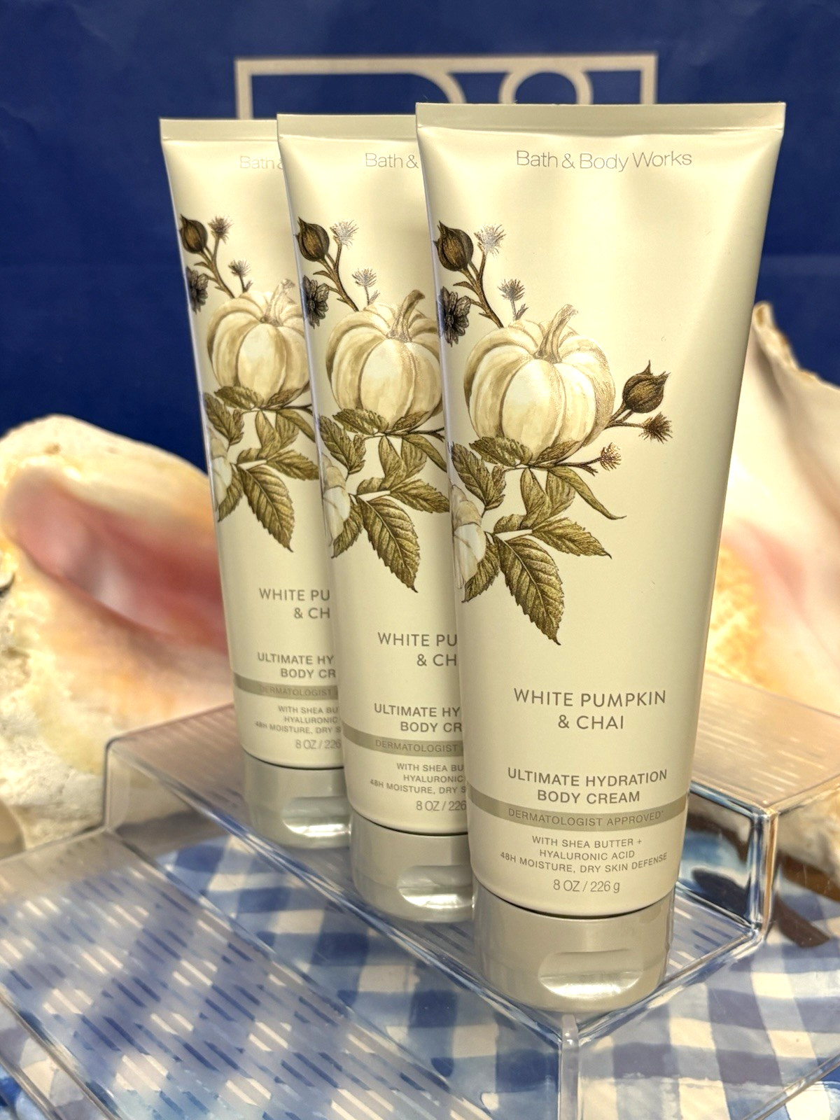 3 NEW Bath & Body Works WHITE PUMPKIN & CHAI 48-HR Ultimate Hydration Body Cream