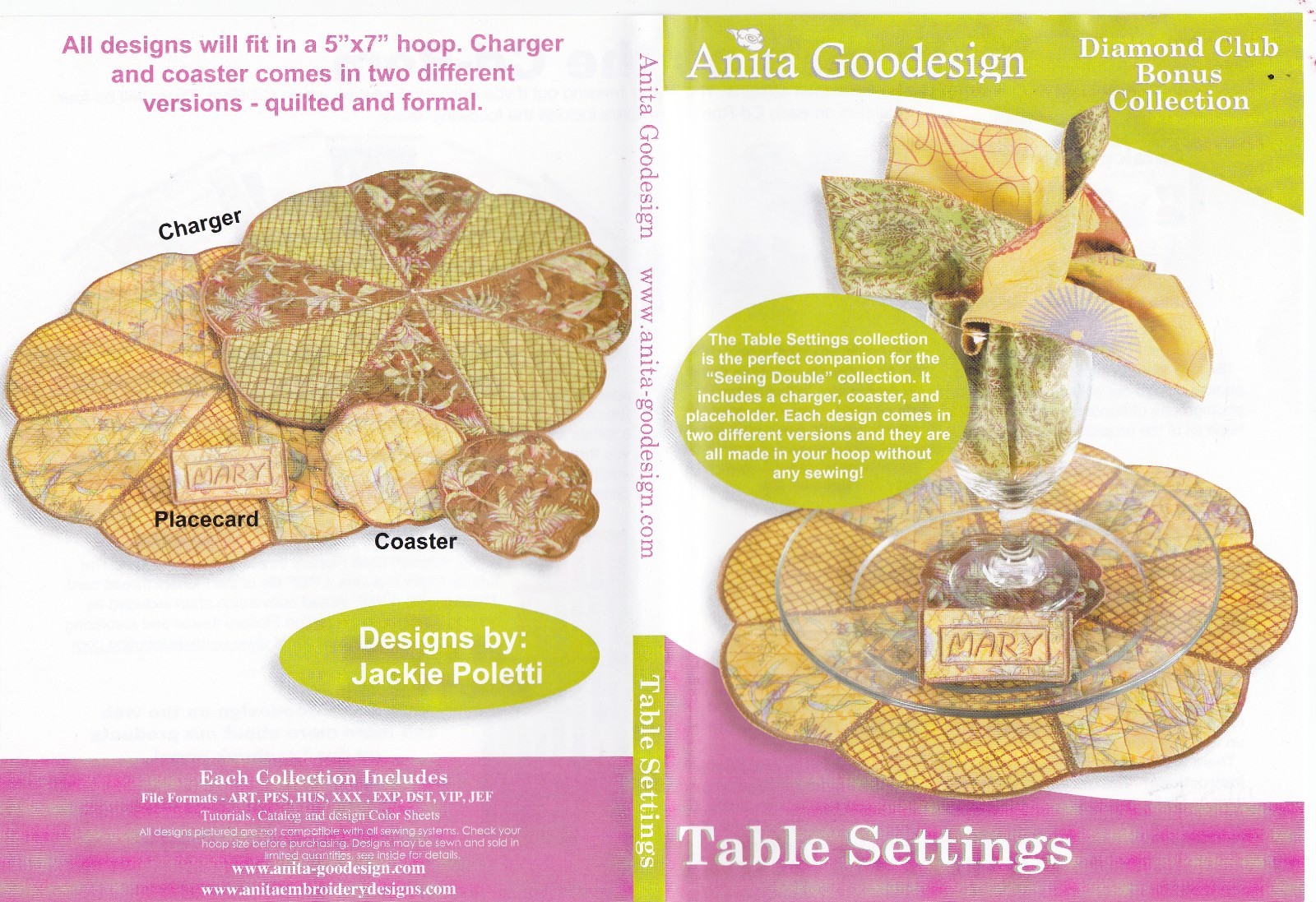 Anita Goodesign Table Settings Embroidery Machine Design CD NEW