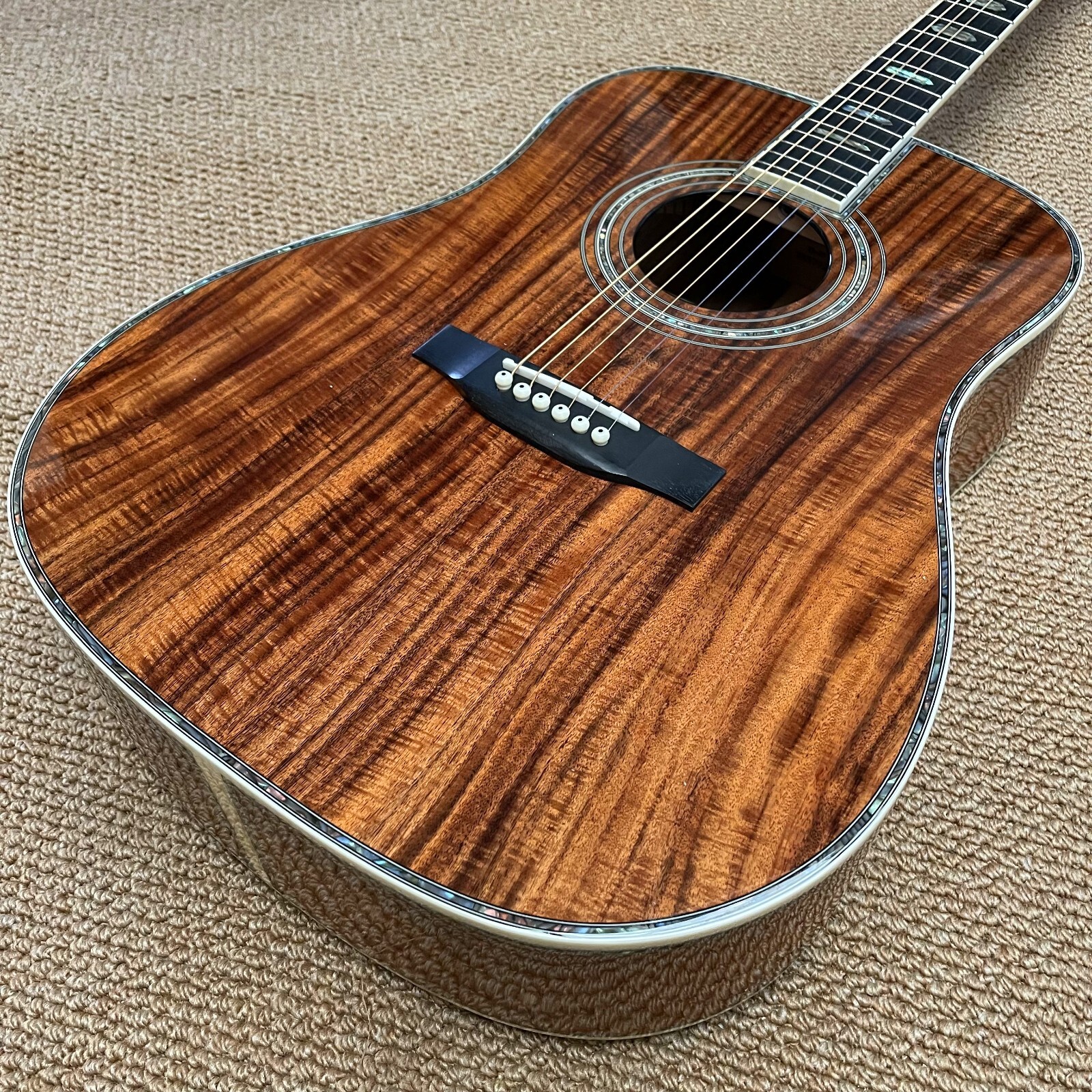 41 Inch Solid Wood Acoustic Guitar Abalone Ebony Fingerboard All Koa D Type Body