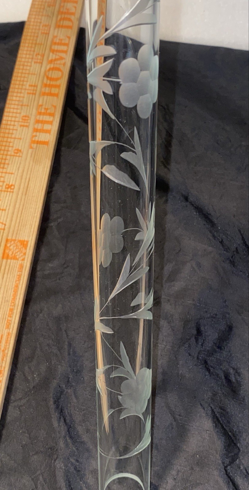 Antique Etched Crystal Table Lamp Cylinder Column spacer Part tube NOS