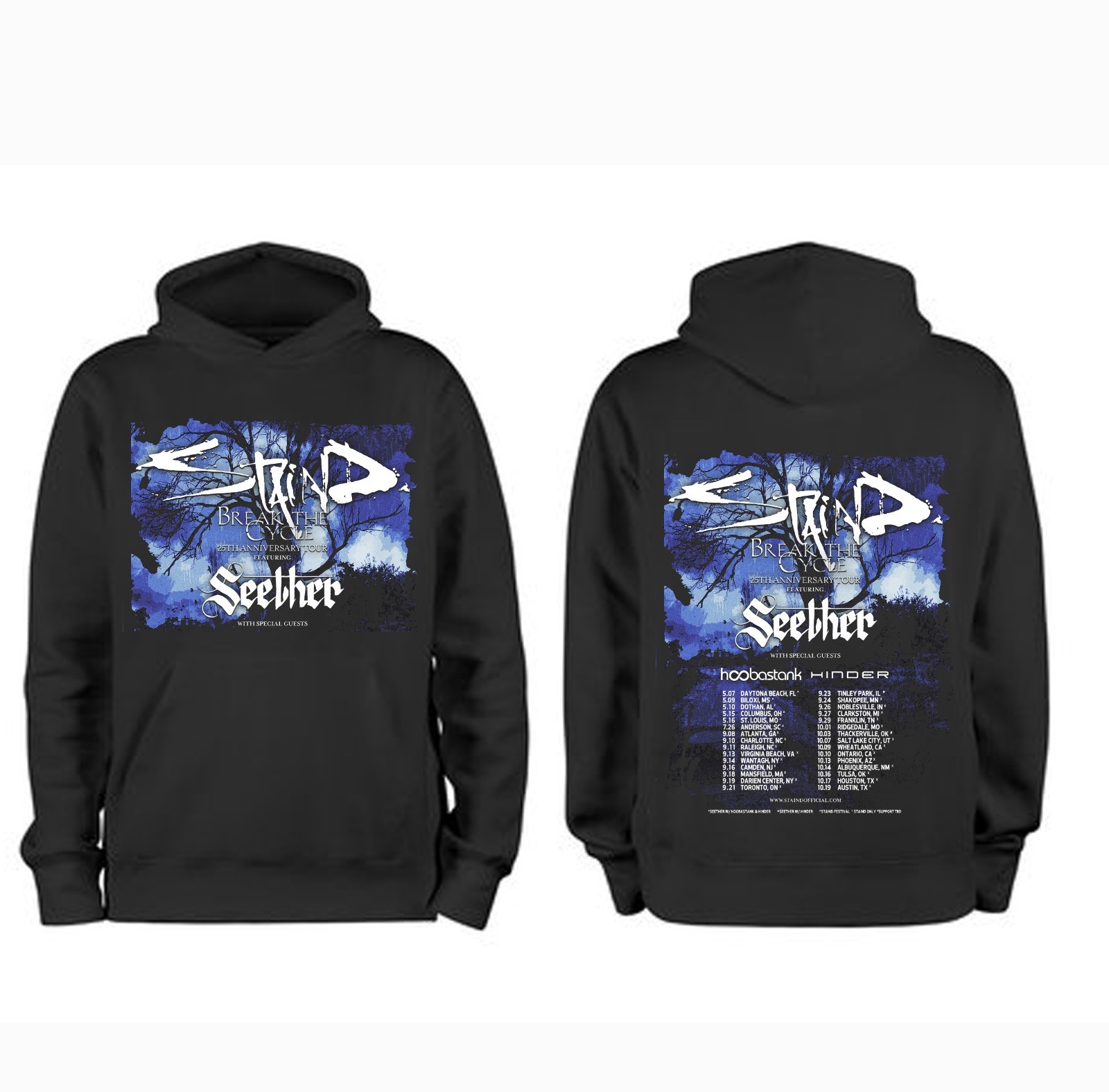 Staind, Seether Tour  2026 T-Shirt Or Hoodie