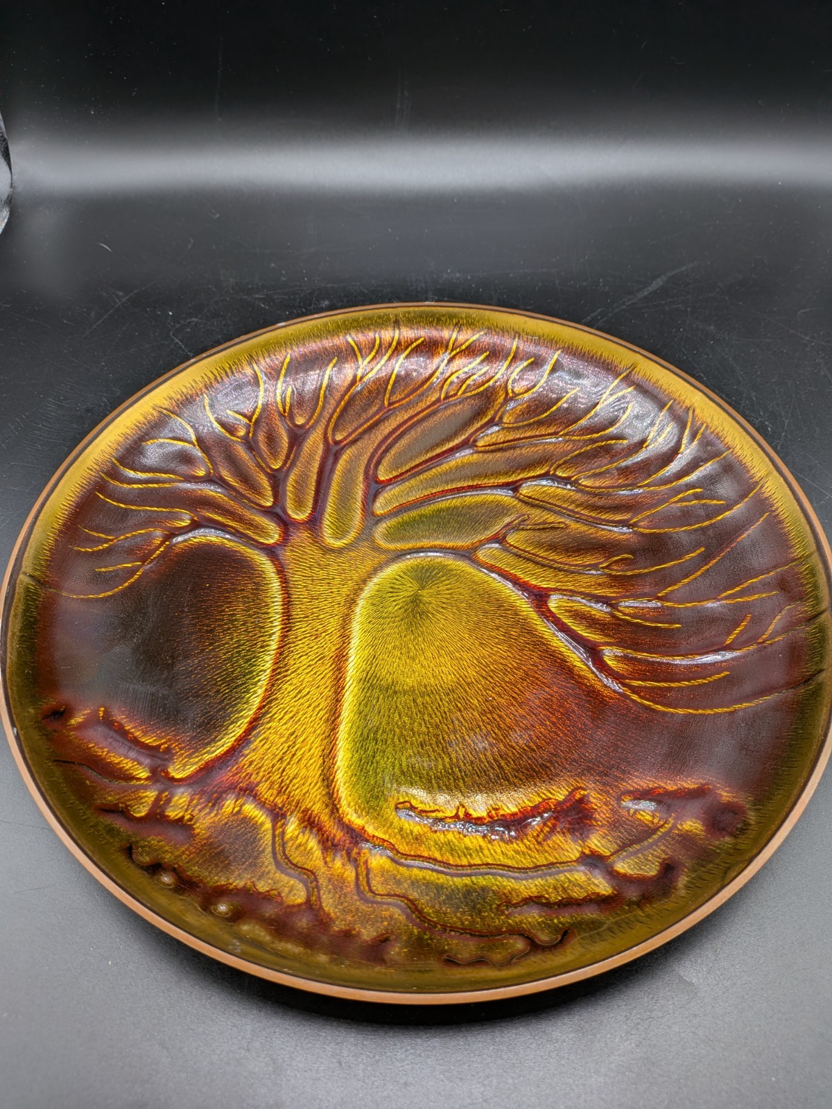 VINTAGE MID CENTURY DAVID ANDERSEN NORWAY TREE OF LIFE ENAMEL ON BRONZE 10\