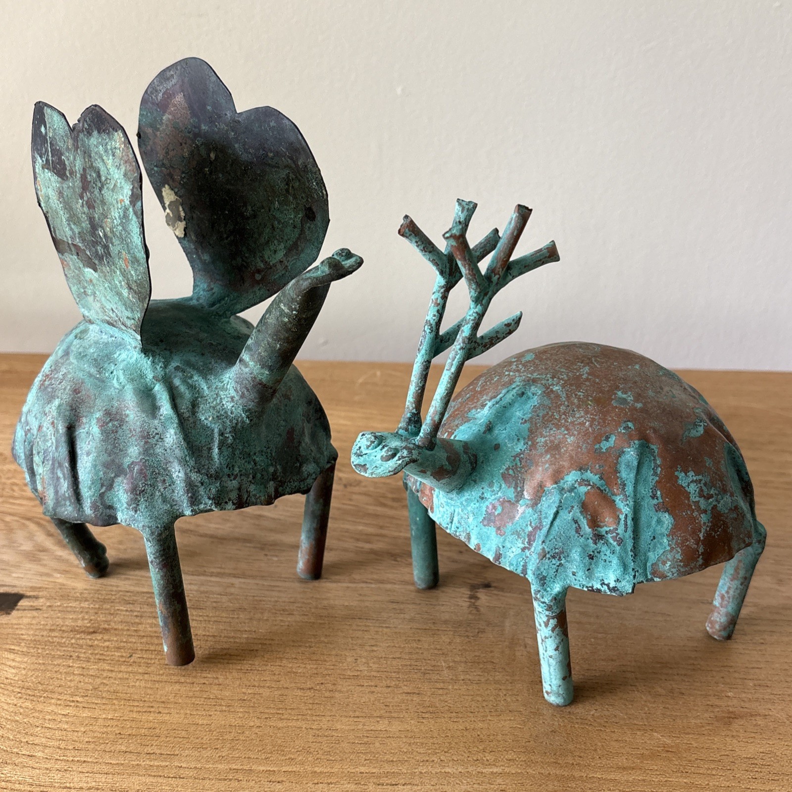 MCM Brutalist Handmade Metal Creature Sculptures Copper with Nice Patina SET MCM Brutalist Handmade Metal Creature Sculptures Copper with Nice Patina SET