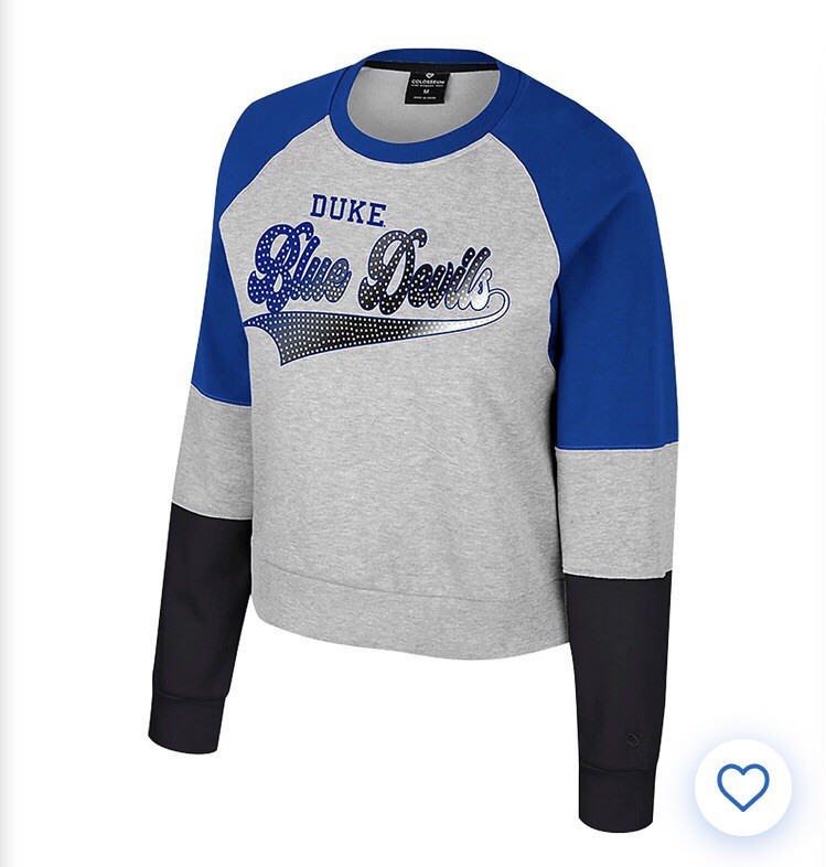 NWT Colosseum Duke Devils Rhinestone Scoop Neck Pullover Sweatshirt