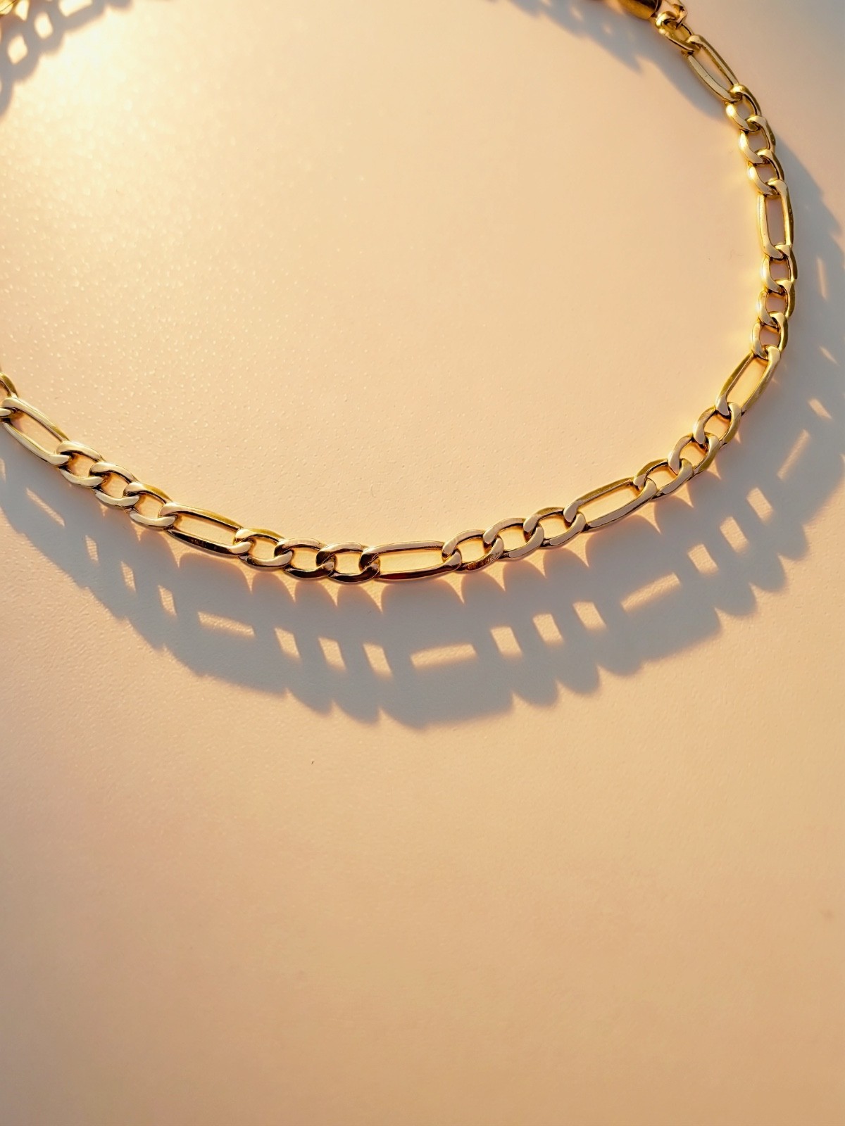 18K Real Gold Figaro Chain Bracelet Stacking Jewelry