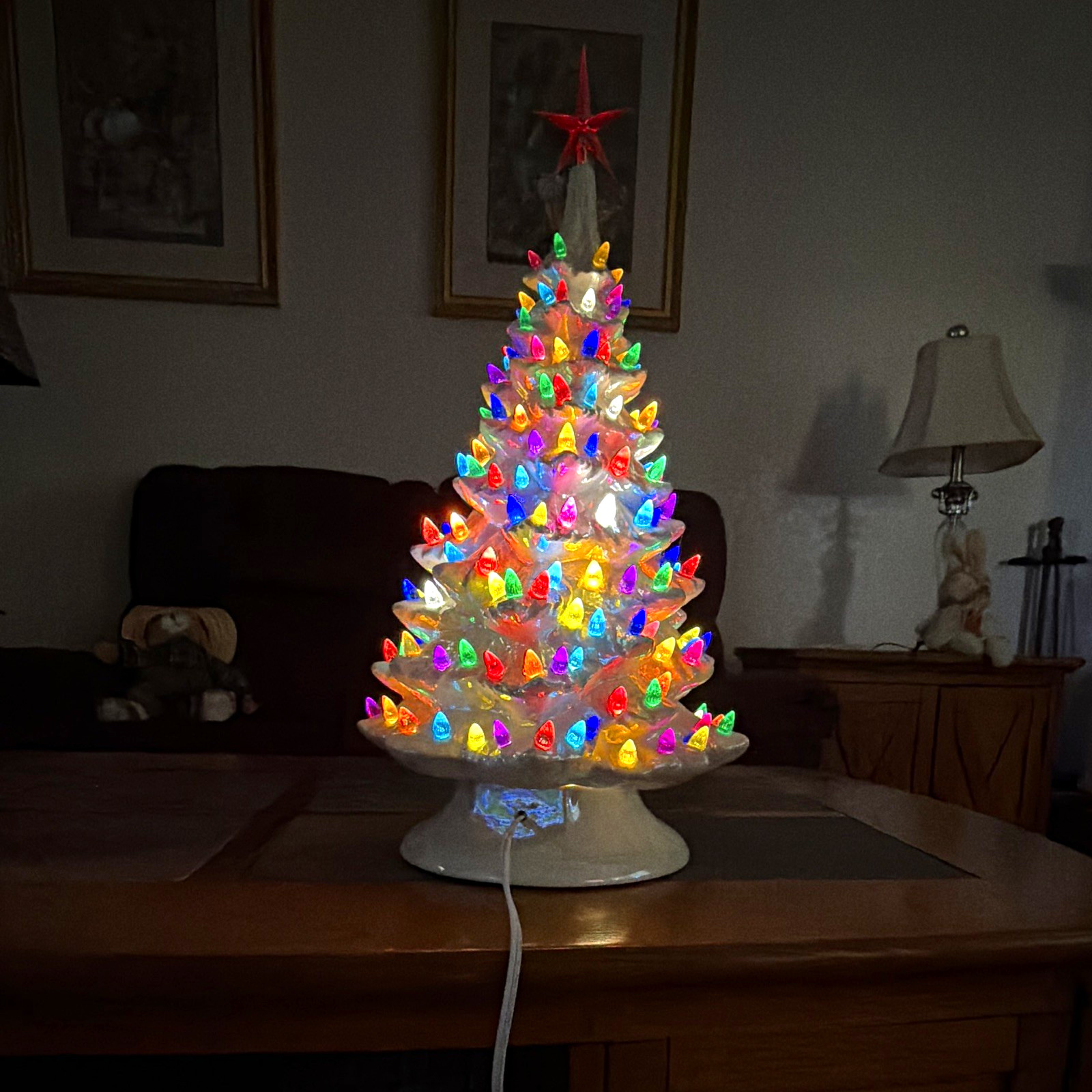 Vintage Ceramic Christmas Tree scioto Stans 21” Mother of pearl Vintage Ceramic Christmas Tree scioto Stans 21” Mother of pearl
