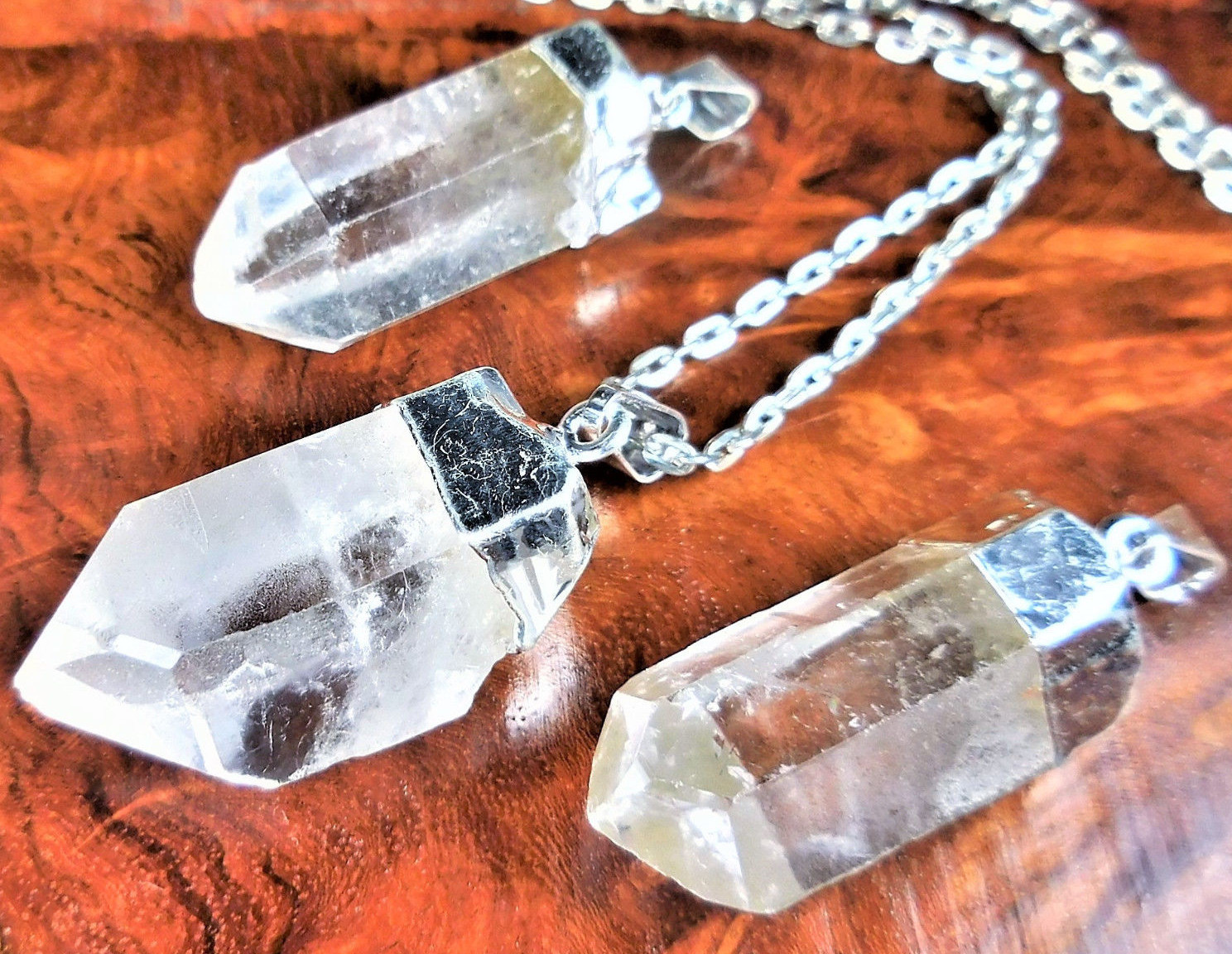Quartz Necklace Raw Crystal Point Silver Pendant LR21 Healing Crystals Stones Quartz Necklace Raw Crystal Point Silver Pendant LR21 Healing Crystals Stones