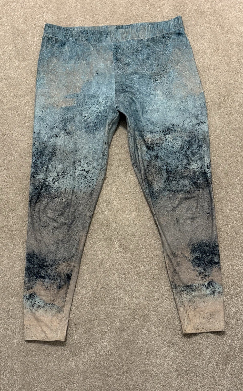 Soft Surroundings Women\'s Blue/Gray /Beige Ankle Pull-On Leggings SZ L