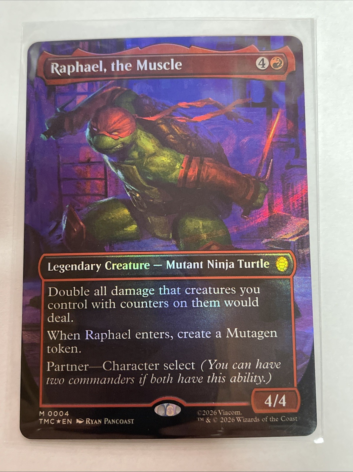 Raphael, the Muscle - Commander: TMNT BORDERLESS FOIL #4 Mythic Raphael, the Muscle - Commander: TMNT BORDERLESS FOIL #4 Mythic