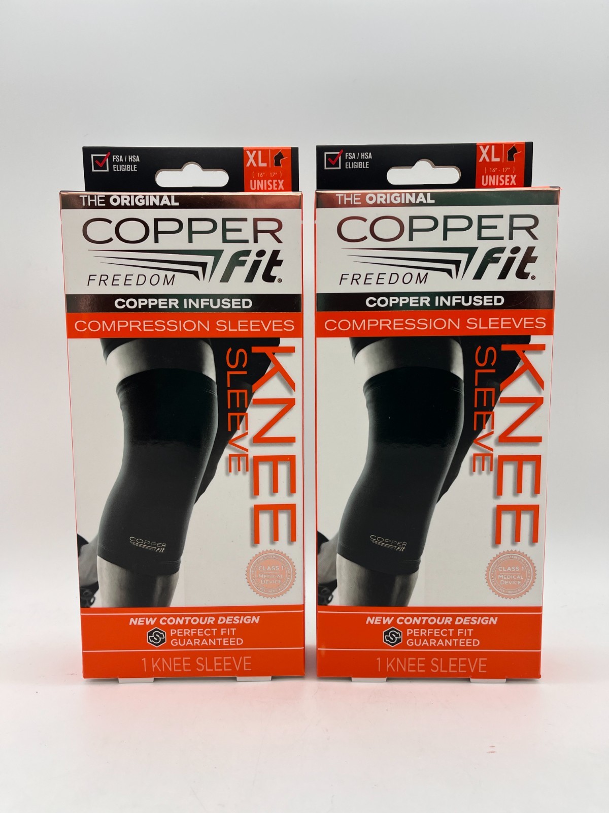 2x COPPER FIT ORIGINAL COPPER INFUSED COMPRESSION KNEE SLEEVE XLARGE NEW MR 1088 2x COPPER FIT ORIGINAL COPPER INFUSED COMPRESSION KNEE SLEEVE XLARGE NEW MR 1088