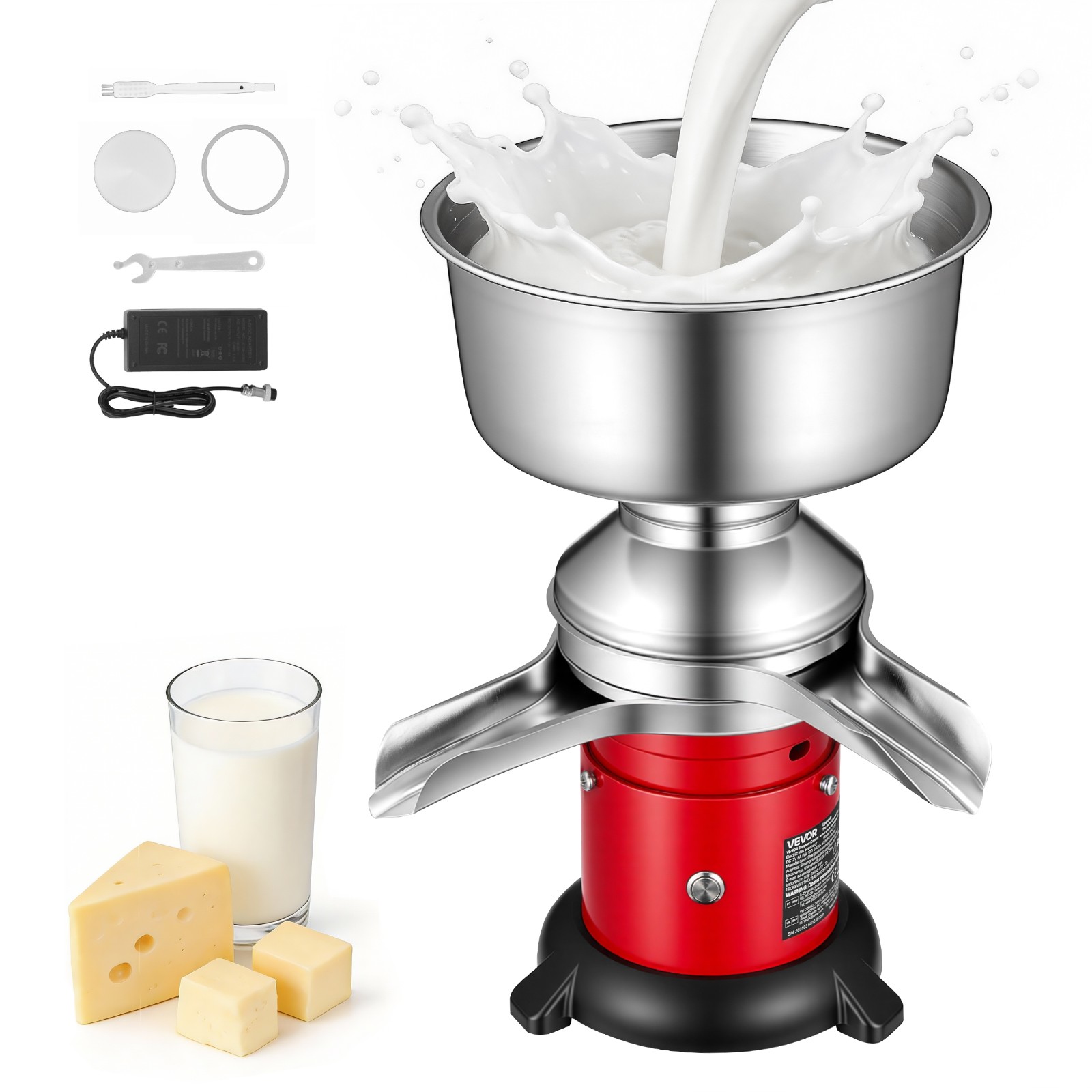 VEVOR Milk Cream Centrifugal Separator Electric Cream Separator 60L/H Output