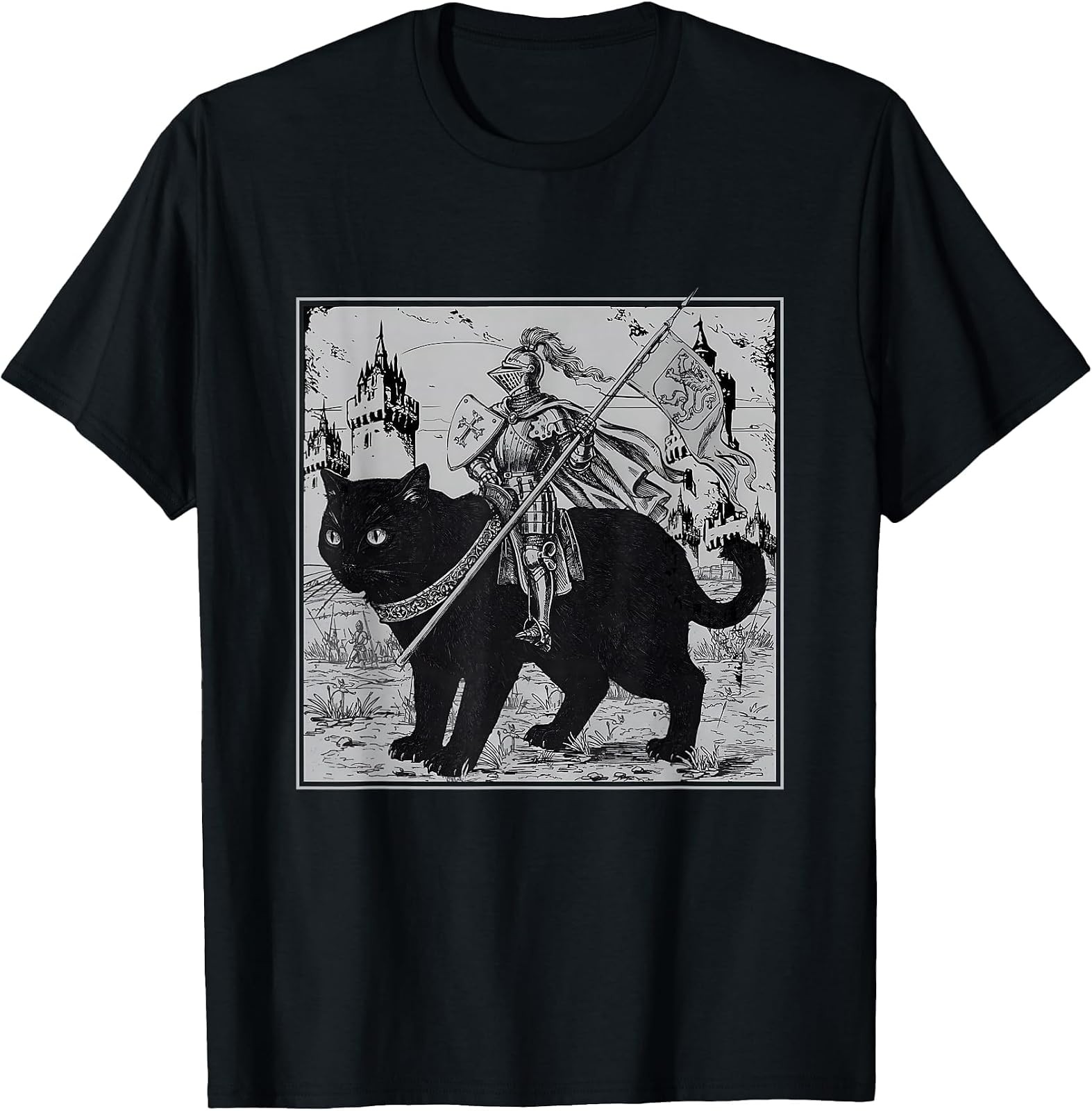 Vintage 90s Knight Riding Cat Graphic T-Shirt Vintage 90s Knight Riding Cat Graphic T-Shirt