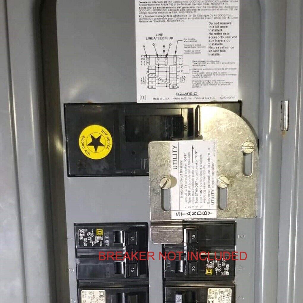 Generator interlock kit for Square D QO and Homeline 150 - 200 Amp Main Panel