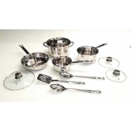 Mainstays Stainless Steel 10Pc Cookware Set with Lids and Kitchen Utensils Mainstays Stainless Steel 10Pc Cookware Set with Lids and Kitchen Utensils