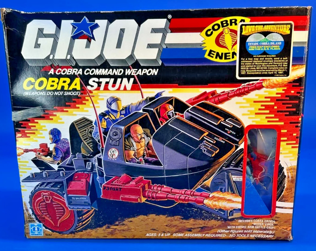Vintage GI Joe - 1986 COBRA STUN w/ MOTOR VIPER - 100% Complete w/ Box - Hasbro