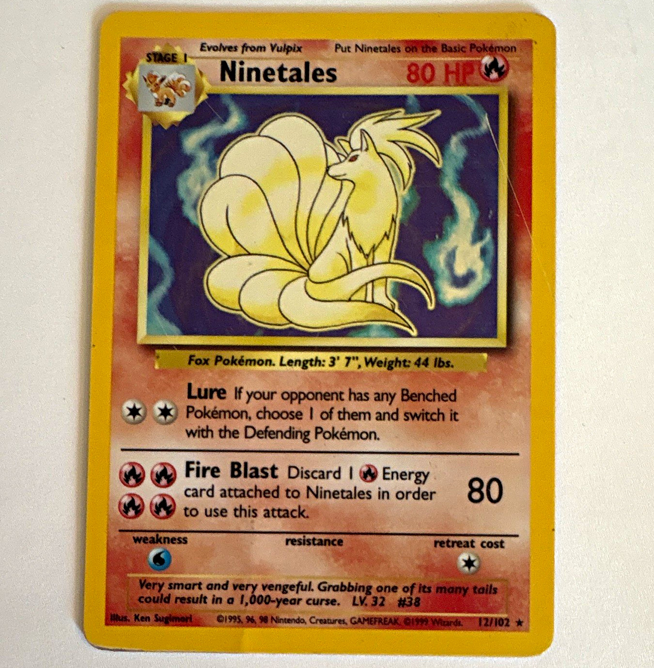 WOTC Ninetales 12/102 Base Set Holo Rare 1999 English 80 HP 1999-2000