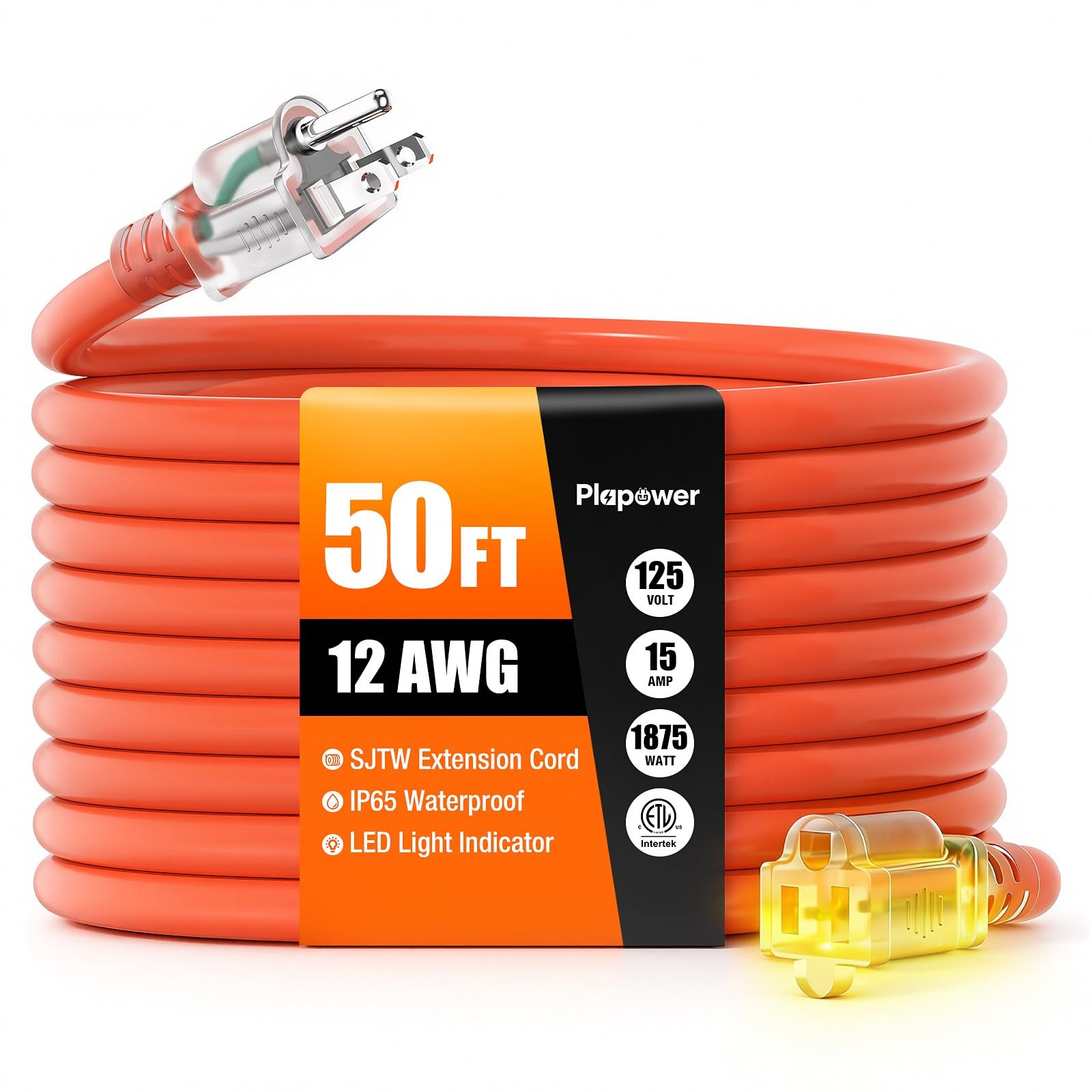 12/3 50 FT Outdoor Extension Cord Heavy Duty Waterproof Lighted End Orange 12/3 50 FT Outdoor Extension Cord Heavy Duty Waterproof Lighted End Orange