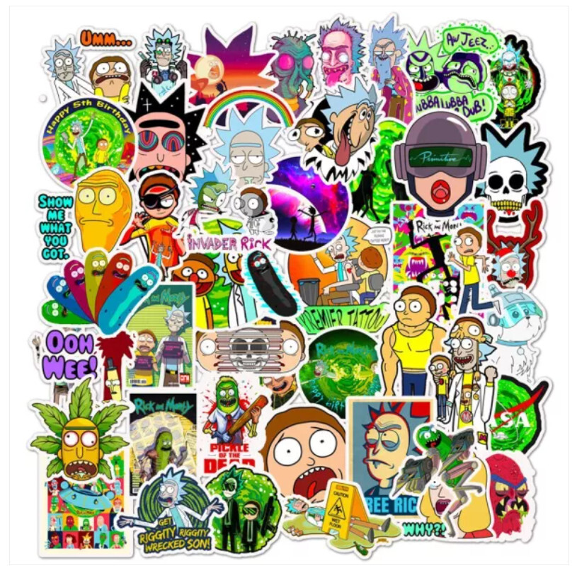 Rick & Morty Stickers Vinyl Decal Humor Fun Cartoon Show Sitcom Meme Pack 50pcs Rick & Morty Stickers Vinyl Decal Humor Fun Cartoon Show Sitcom Meme Pack 50pcs