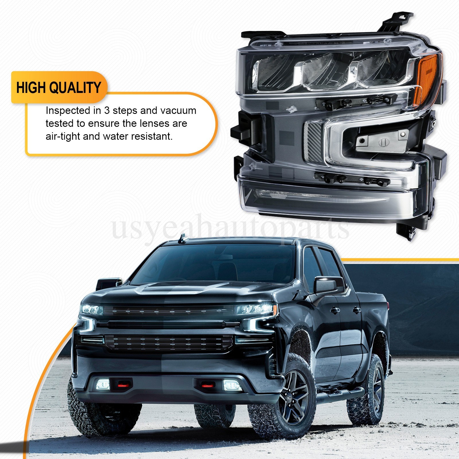 Full LED Headlight LH Driver Left Side For 2019 2020 2021 Chevy Silverado 1500 Full LED Headlight LH Driver Left Side For 2019 2020 2021 Chevy Silverado 1500