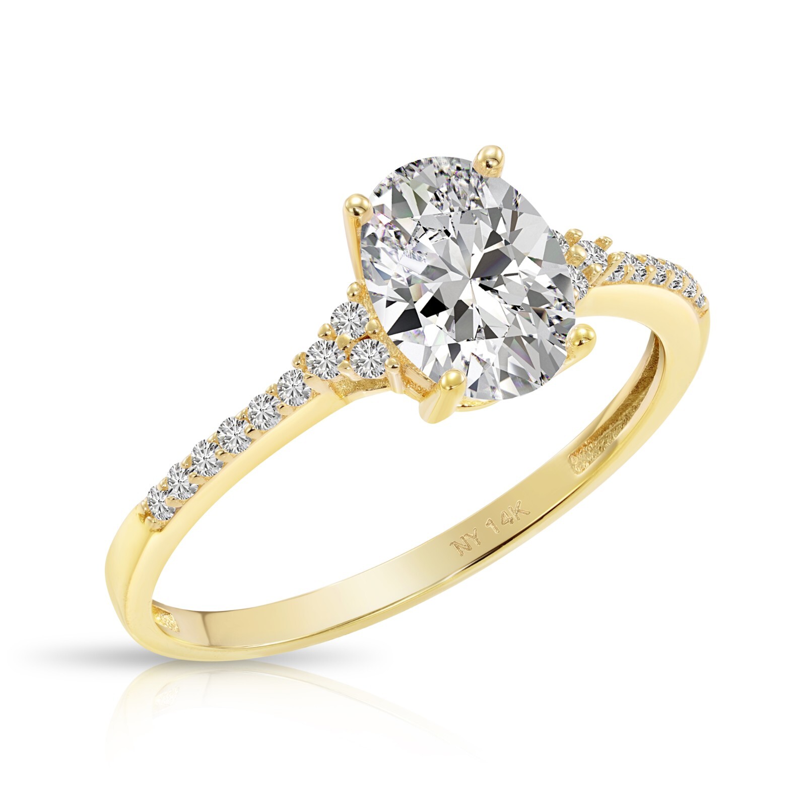 14K Real Solid Yellow Gold 1.50 Carat Solitaire Oval Engagement Wedding Ring