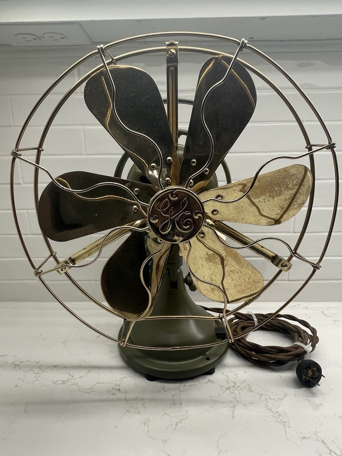 Vintage GE 6 Blade Brass Cage Rare 13” 2-Star Fan - Nicely Restored Vintage GE 6 Blade Brass Cage Rare 13” 2-Star Fan - Nicely Restored