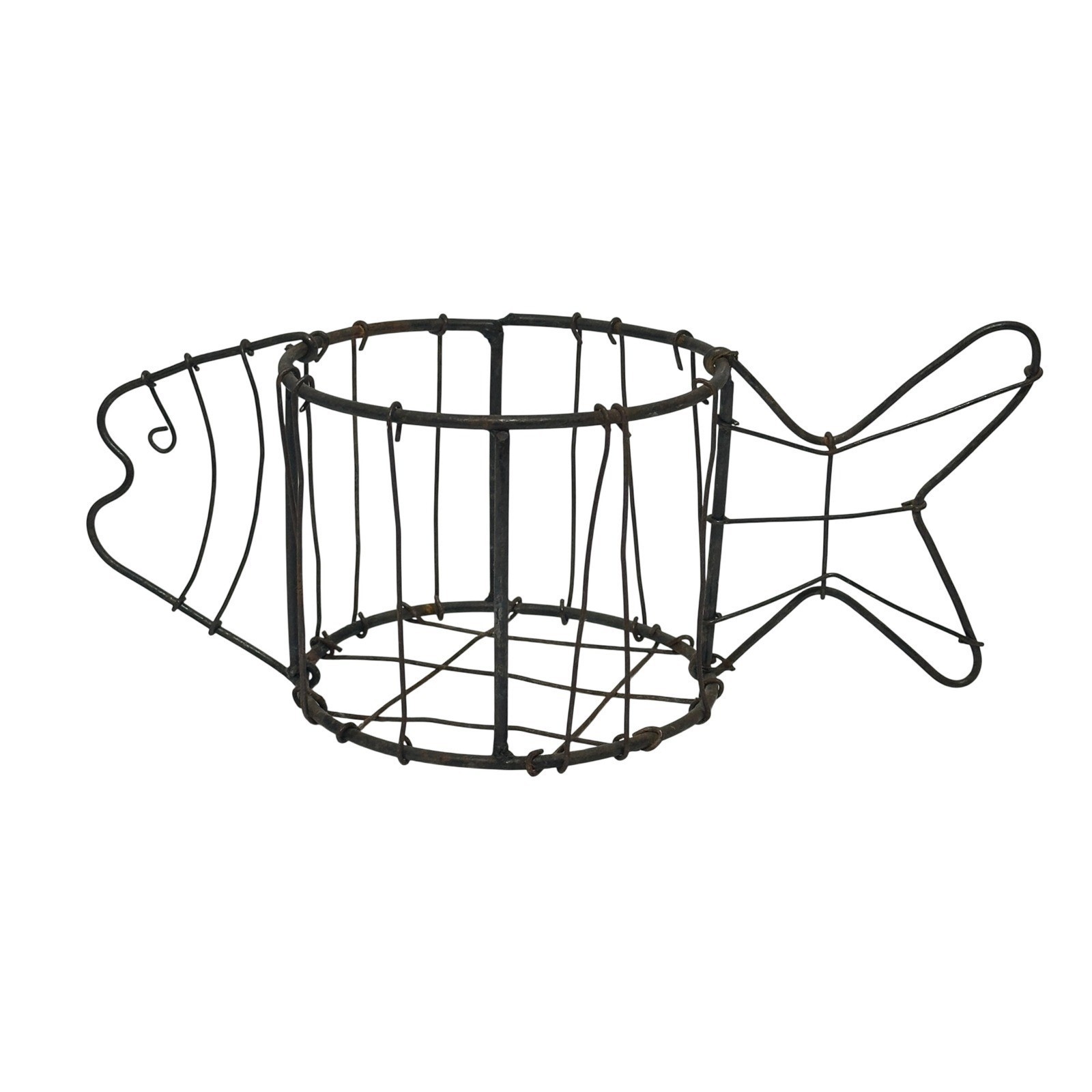 VTG Rustic Metal Wire Fish Planter Holder Garden Nautical Farmhouse Cottage