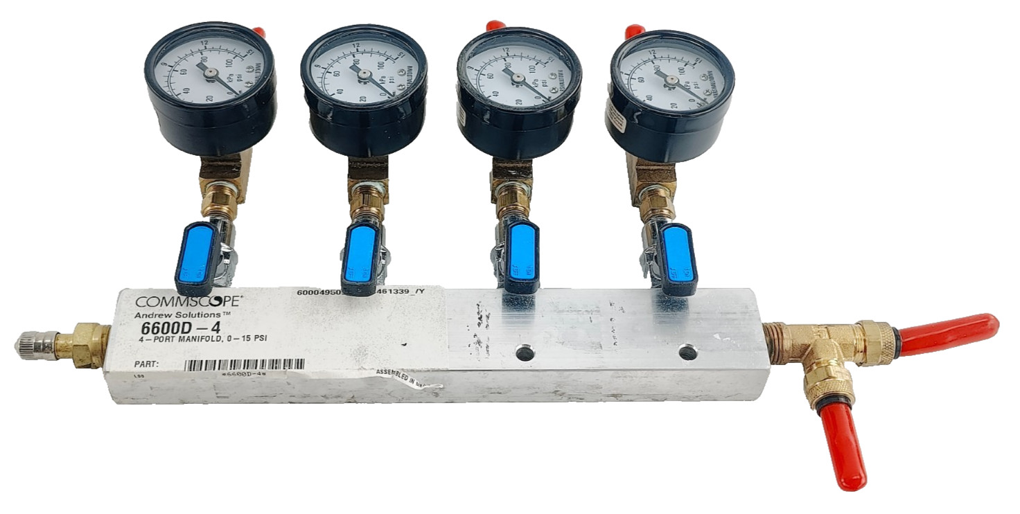 ANDREW COMMSCOPE 6600D-4 4 port manifold distribution system, 0-15 PSI, NEW ANDREW COMMSCOPE 6600D-4 4 port manifold distribution system, 0-15 PSI, NEW