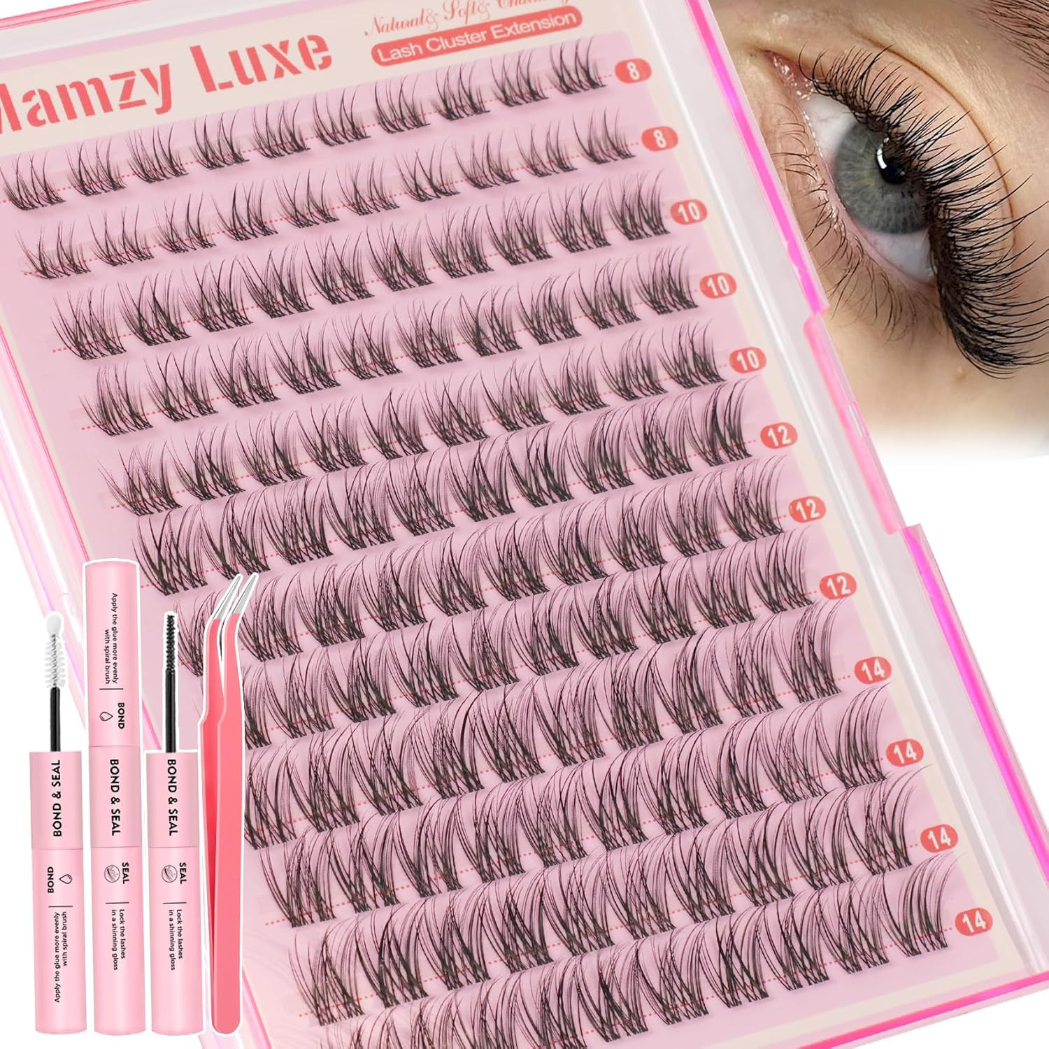 Natural Lash Clusters Kit Short Wispy Eyelash Clusters 8-14MM Clear Band Cluster Natural Lash Clusters Kit Short Wispy Eyelash Clusters 8-14MM Clear Band Cluster