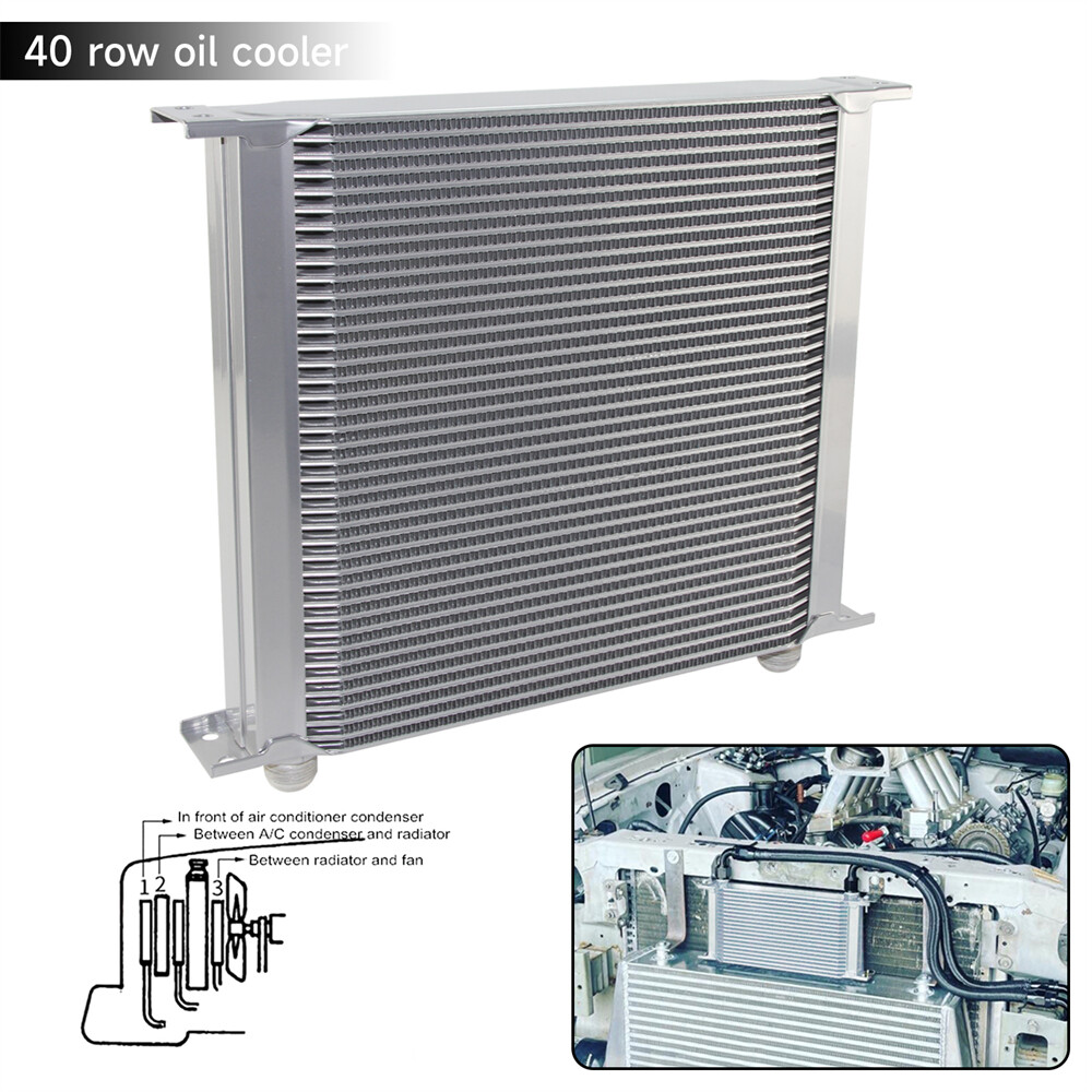 Aluminum Universal 40 Row Oil Cooler AN10 248MM 7/8-14 UNF Engine Transmission Aluminum Universal 40 Row Oil Cooler AN10 248MM 7/8-14 UNF Engine Transmission
