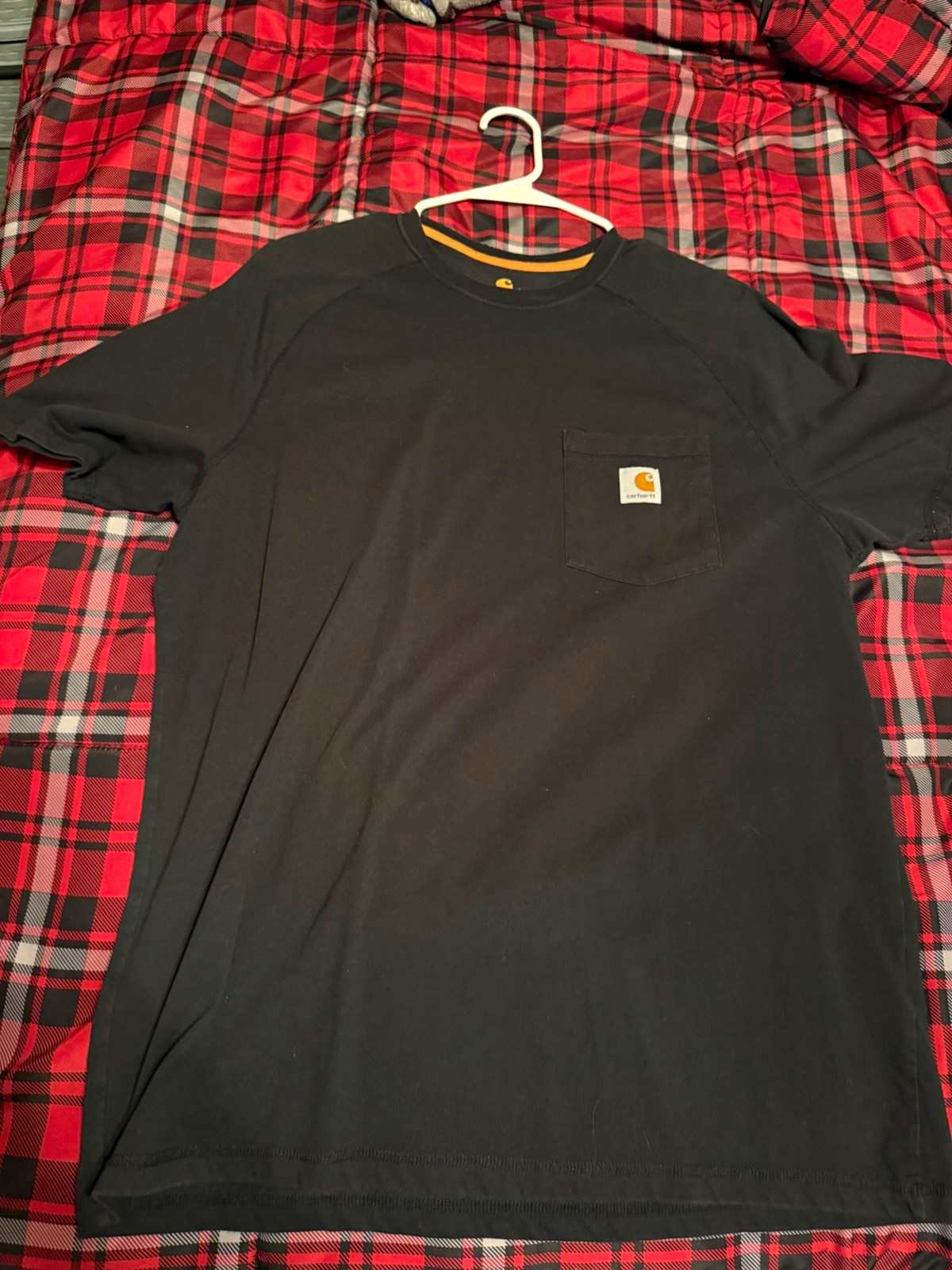 Carhartt Force Men\'s Relaxed Fit Black Pocket Logo Crew Neck T-Shirt L Carhartt Force Men\'s Relaxed Fit Black Pocket Logo Crew Neck T-Shirt L