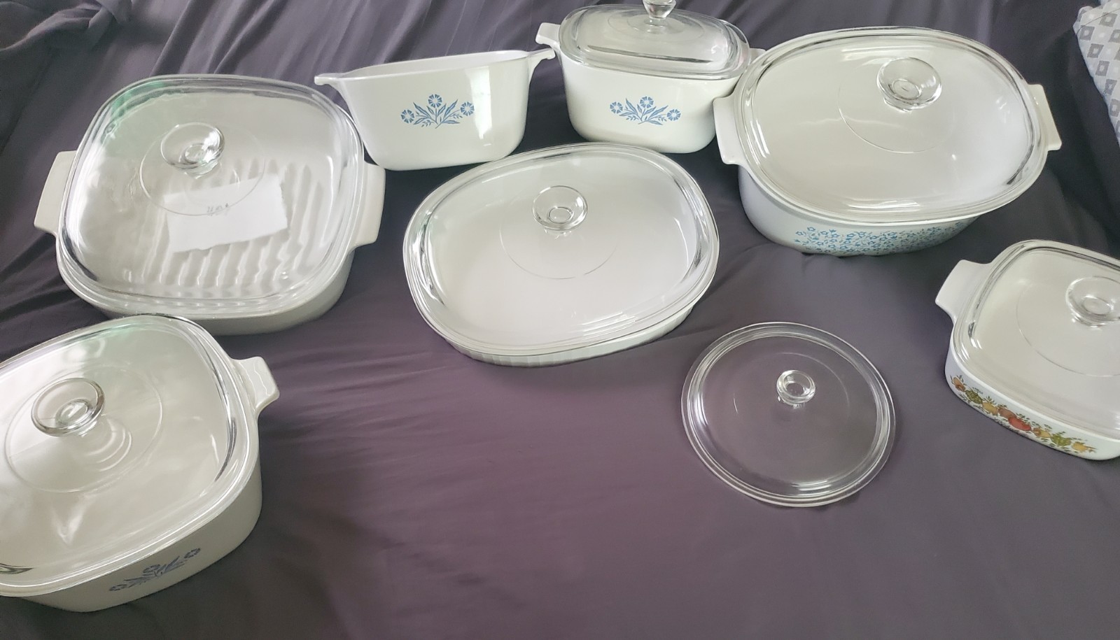 Vintage Corning Ware Mix Pieces Pyroceram 7 Piece Set with Lids USA Made 50s,60s