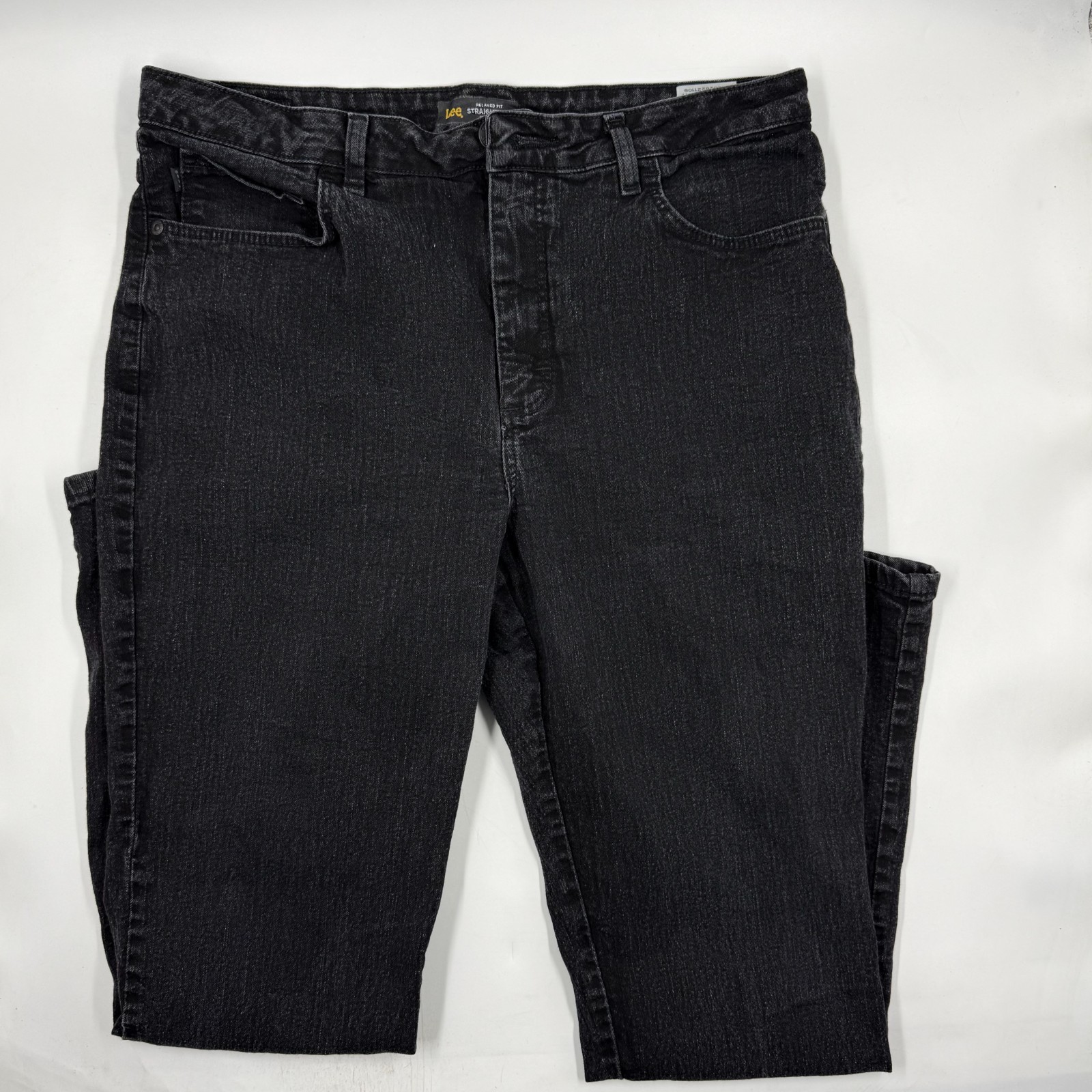 Lee Women\'s Relaxed Jeans Size 14 Black Denim Stretch Cotton Blend Straight Fit