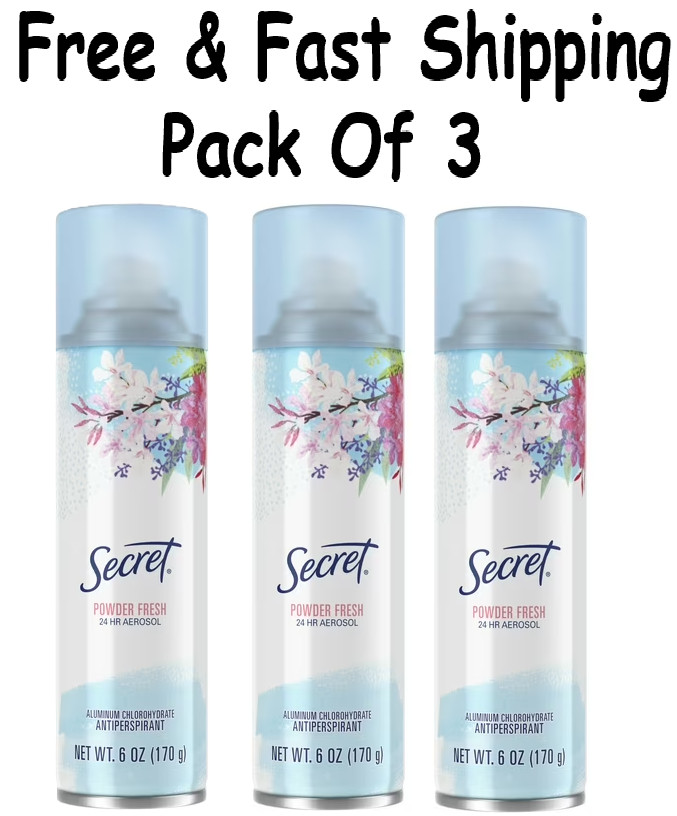 Secret POWDER FRESH 24HR Aerosol Antiperspirant Deodorant Spray 6oz, 3 Cans Secret POWDER FRESH 24HR Aerosol Antiperspirant Deodorant Spray 6oz, 3 Cans