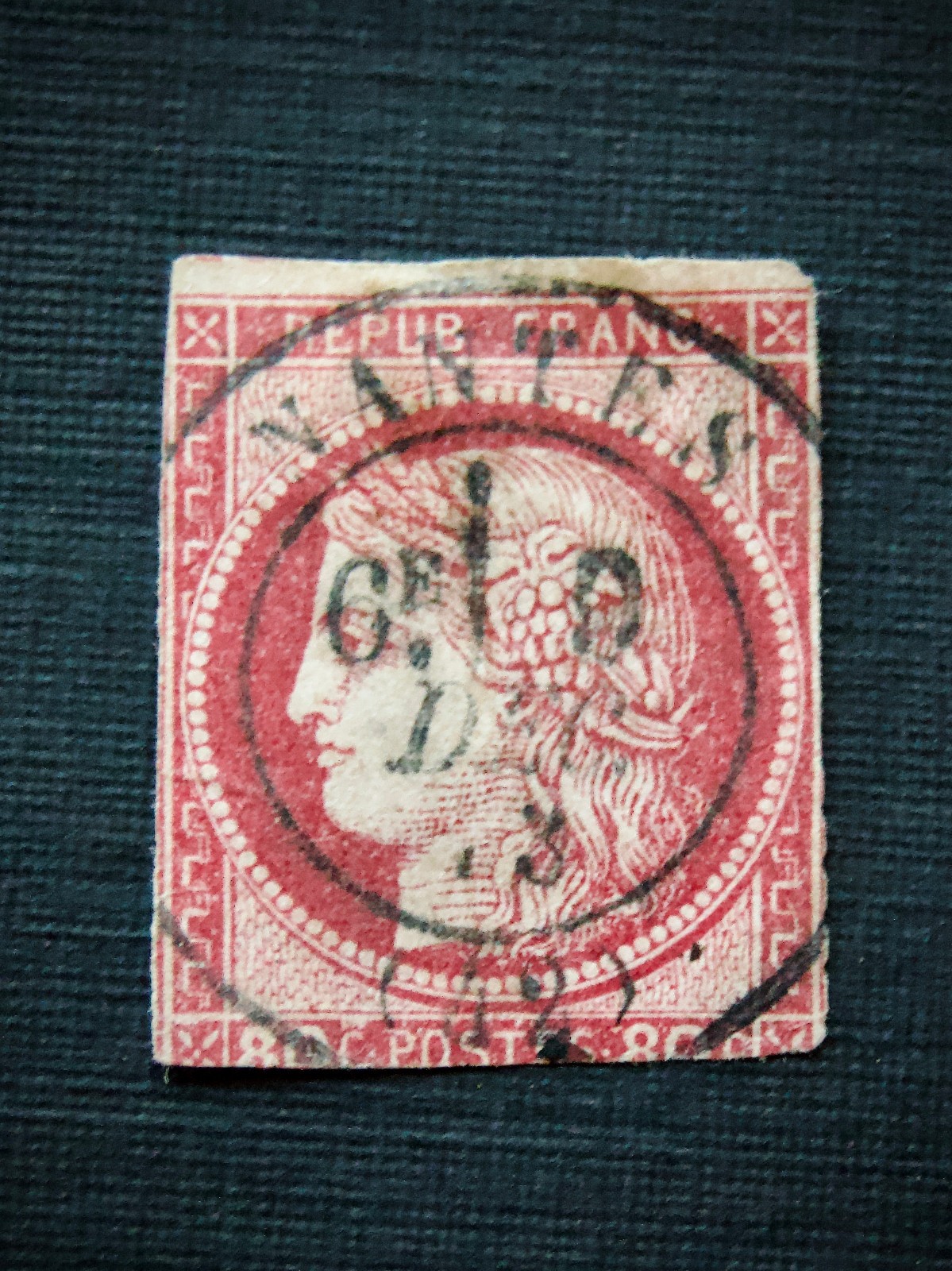 1870-1871 France Ceres Bordeaux-edition Carmine 80-C Postage Stamp 1870-1871 France Ceres Bordeaux-edition Carmine 80-C Postage Stamp