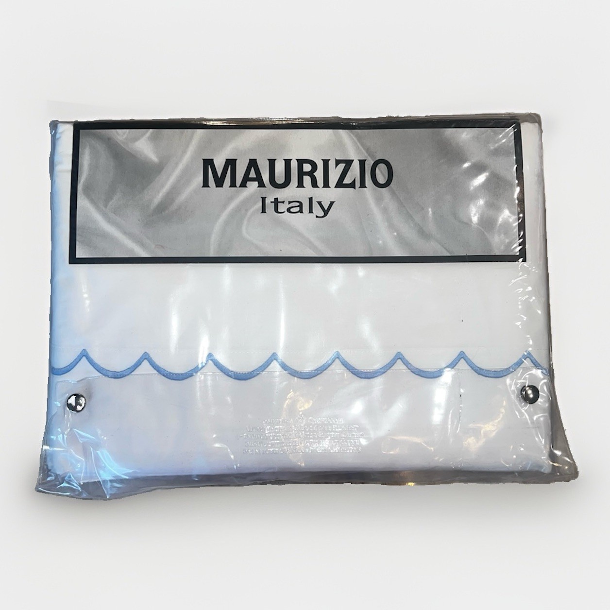 NEW Maurizio Italy King Sheet Set 100% Cotton White Blue Embroidered Scallop