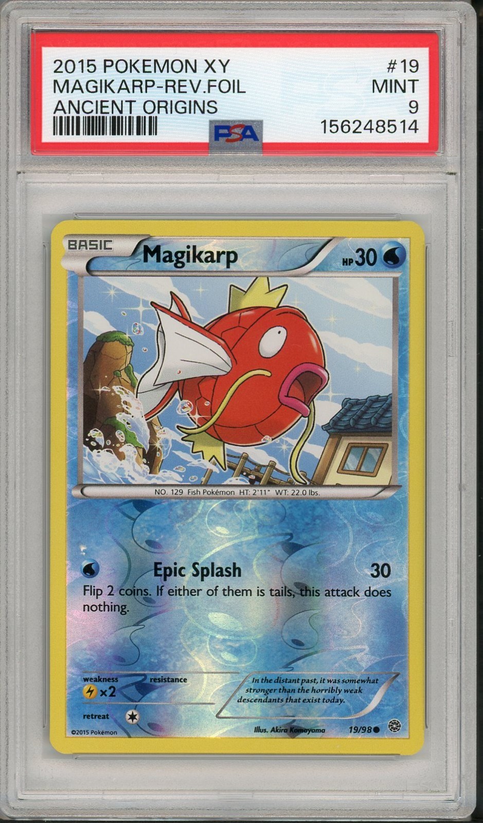 2015 Pokemon XY Ancient Origins Magikarp Reverse Foil #19 PSA 9 2015 Pokemon XY Ancient Origins Magikarp Reverse Foil #19 PSA 9