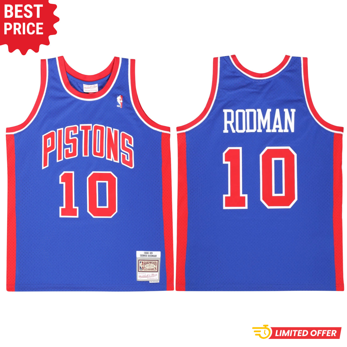 Dennis Rodman Detroit Pistons Road Jersey Throwback Swingman Fanmade Premium Pri